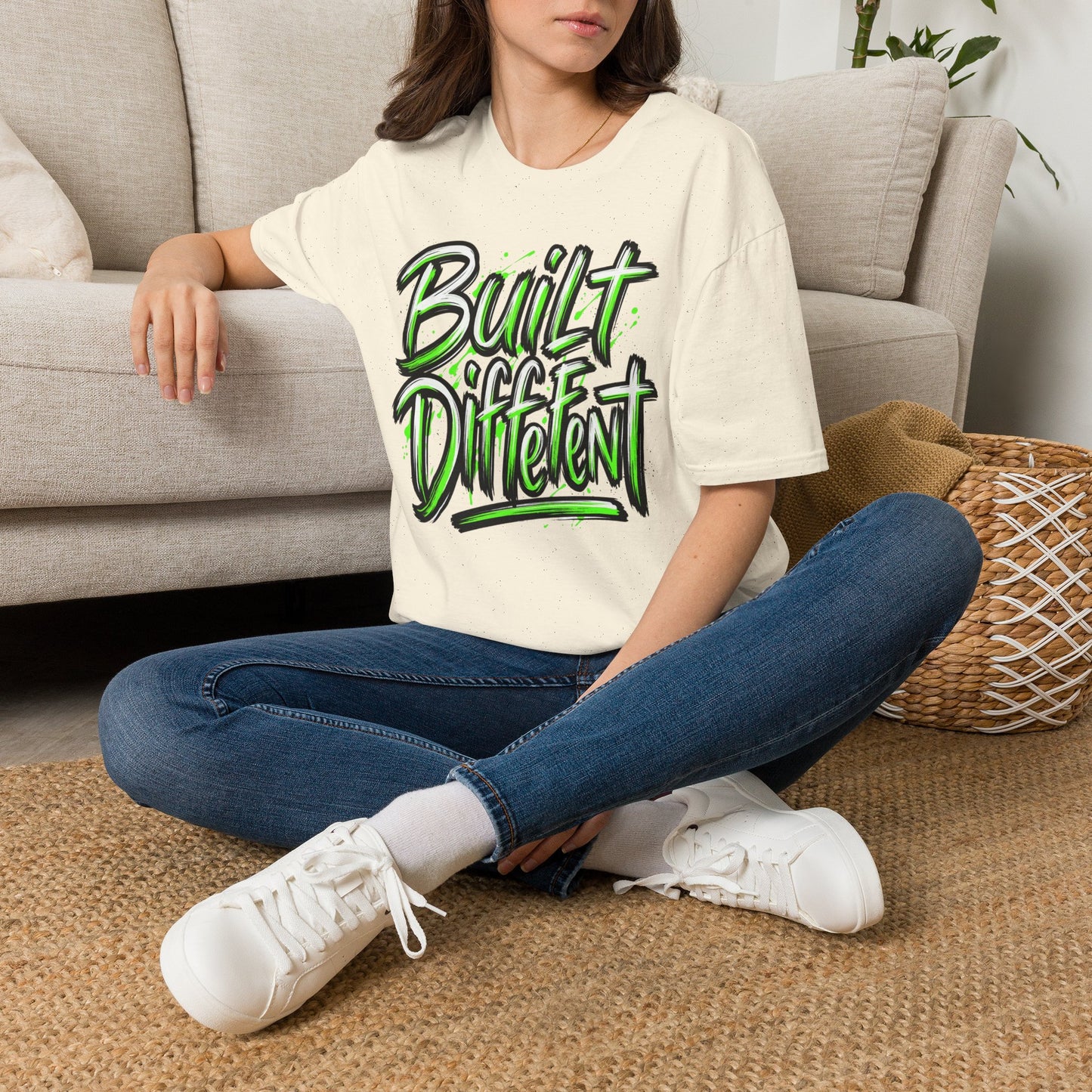 Built Different T-Shirt — Bold Neon Graffiti Tee