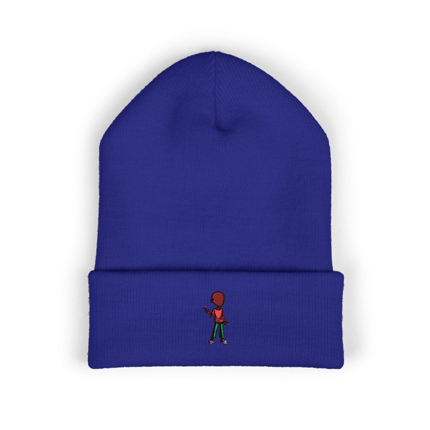 Embroidered Skate Kid Cuffed Beanie — Minimal Streetwear Winter Hat