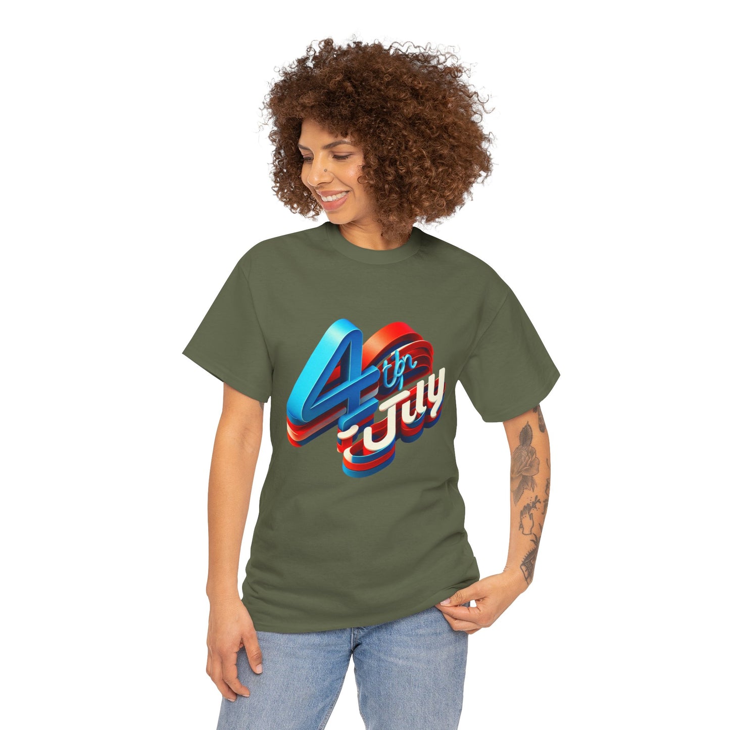 4th of July Unisex Heavy Cotton Tee, Patriotic Shirt, Independence Day Apparel, Summer Event T-Shirt, Casual Graphic Tee