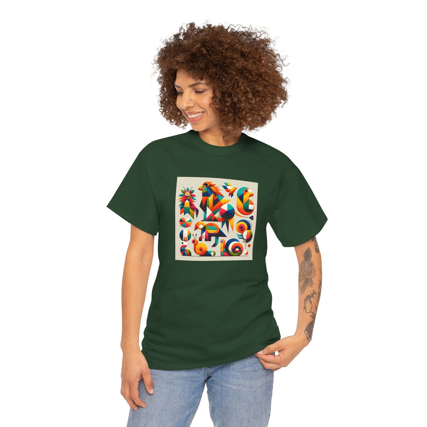 Vibrant Unisex Heavy Cotton Tee - Colorful Abstract Design