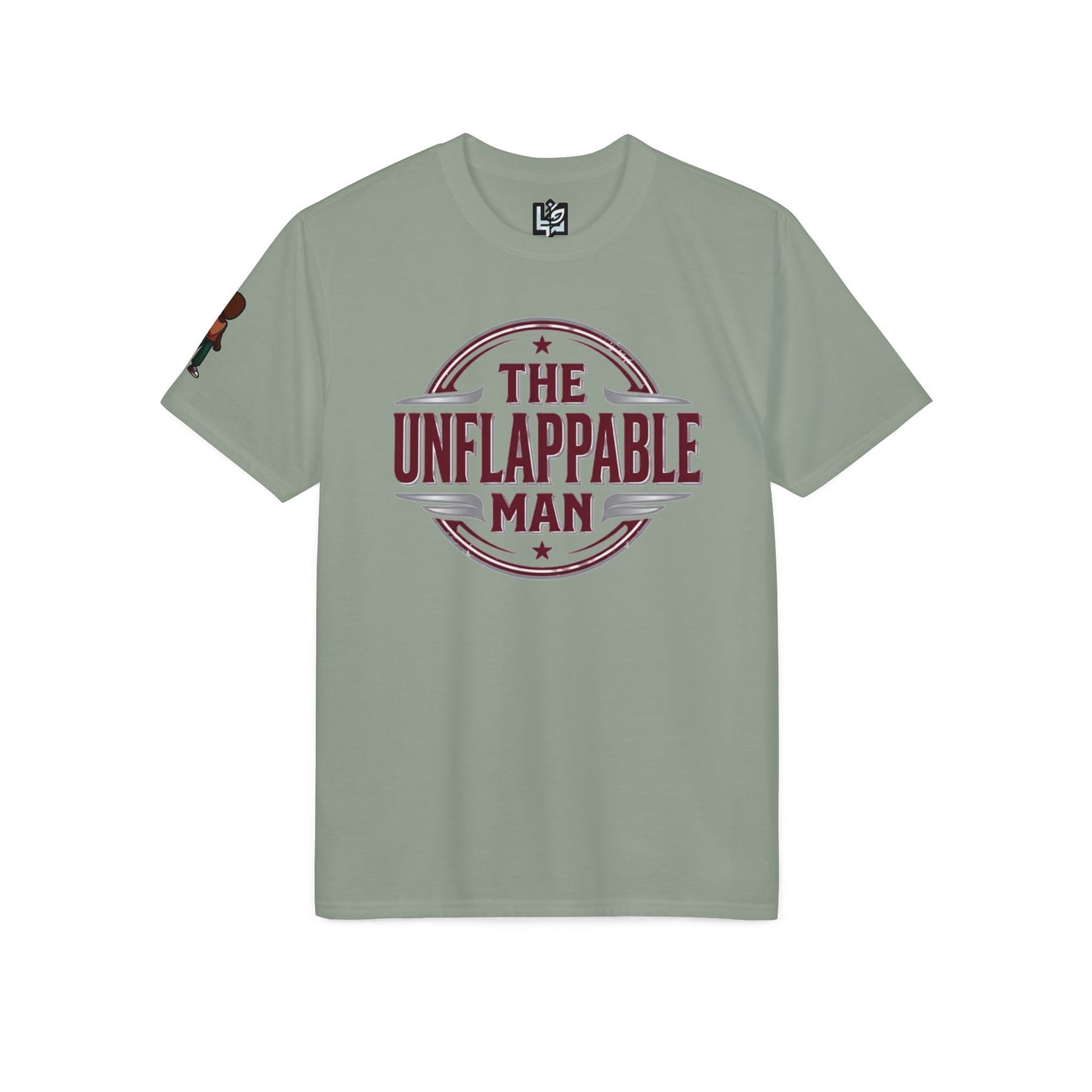 The Unflappable Man T-Shirt – Vintage Badge Graphic Tee for Calm, Confident Guys