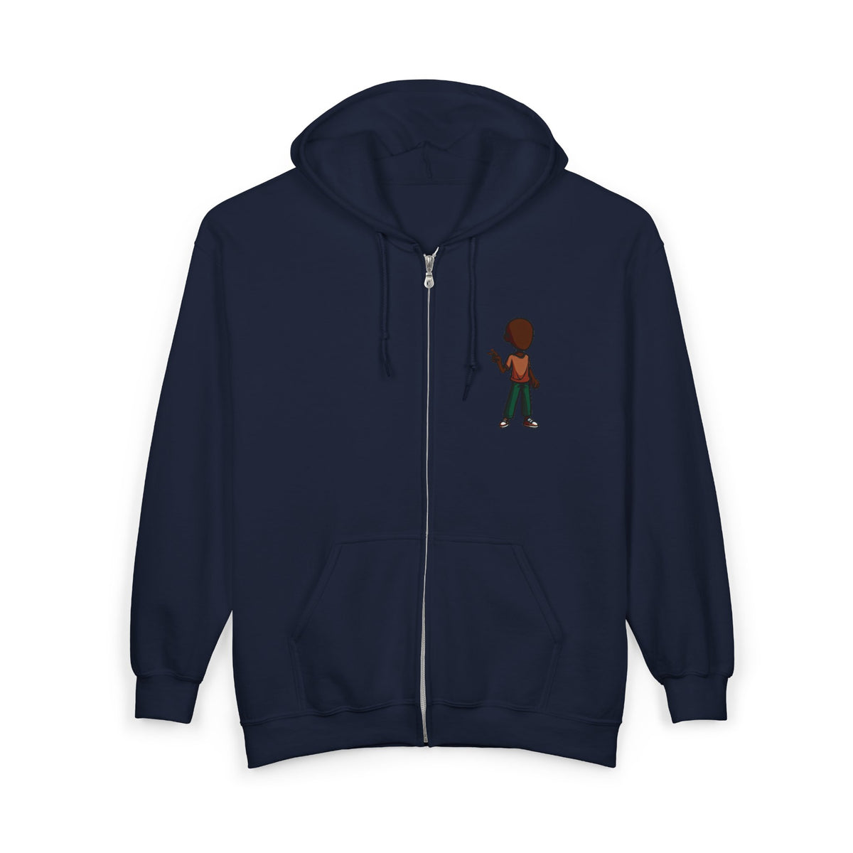 Gamer Pixel Character Full-Zip Hoodie — Retro 8-Bit Avatar Zip-Up