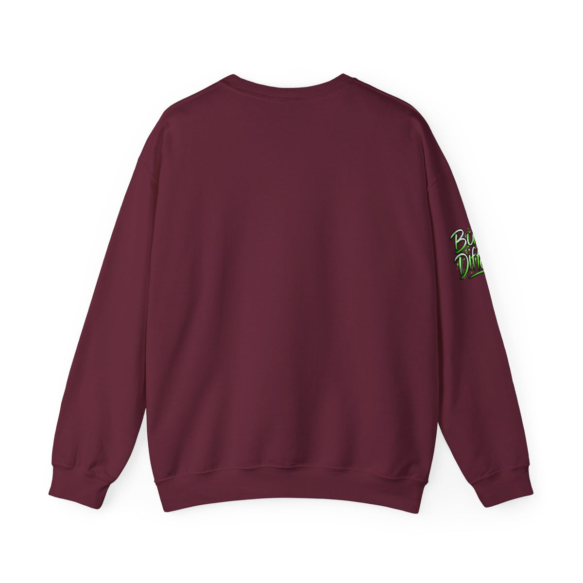 Crewneck Sweatshirt with Cartoon Guitarist & 'Rock On' Sleeve Graphic