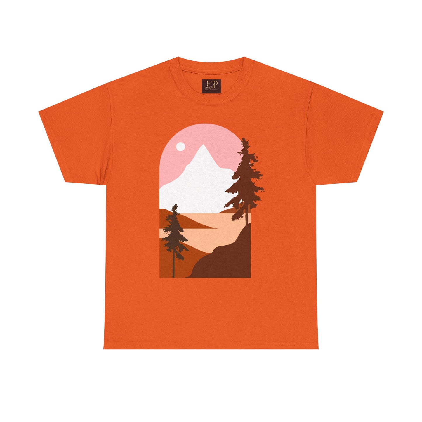 Mountain Sunset Unisex Heavy Cotton Tee - Nature Lover's Graphic T-Shirt