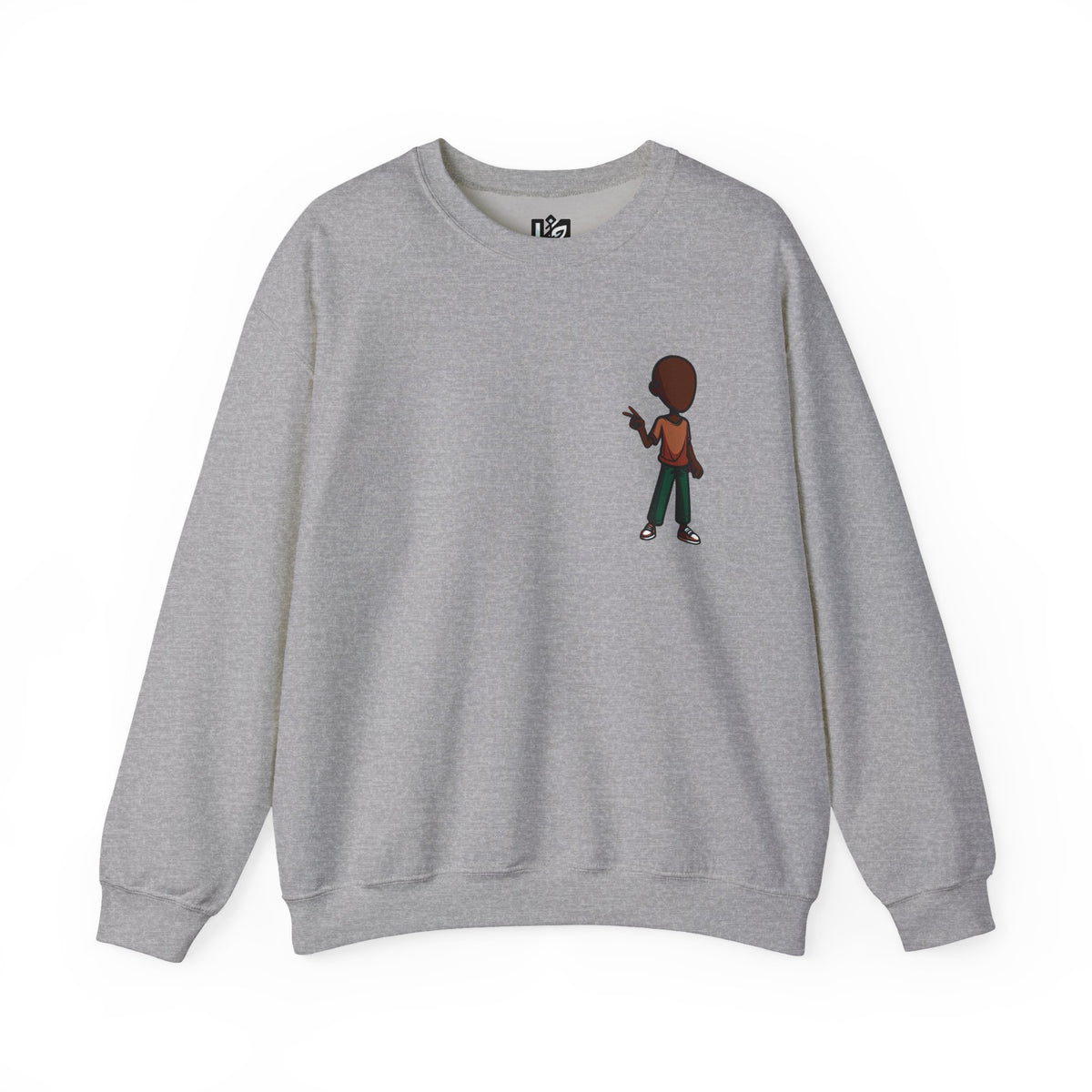 Crewneck Sweatshirt — Minimal Walking Kid Cartoon Chest Print