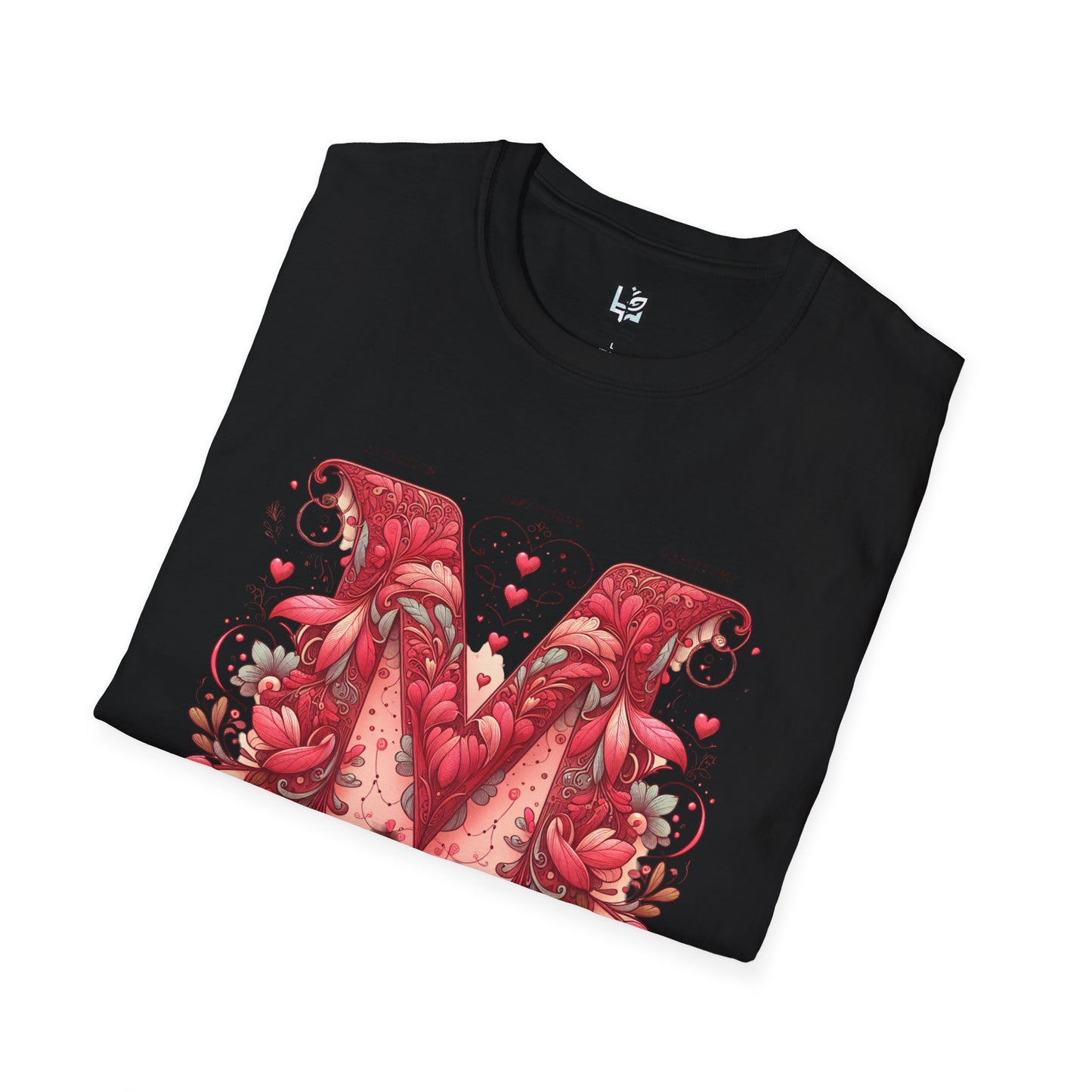Floral Letter 'M' Unisex Softstyle T-Shirt - Perfect for Celebrations and Self-Expression