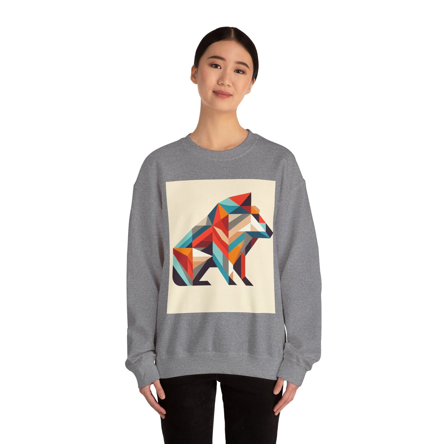 Geometric Wolf Crewneck Sweatshirt - Inspirational Quote Apparel