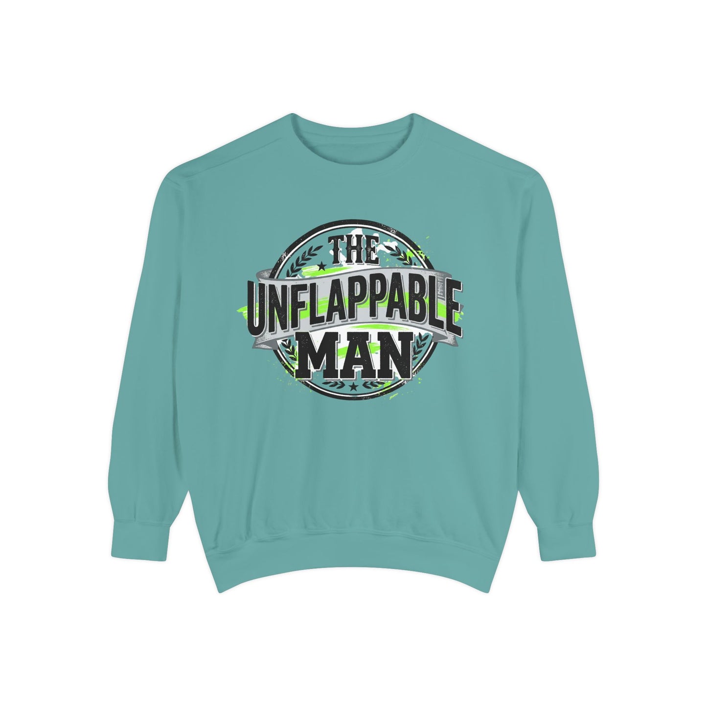 The Unflappable Man Sweatshirt — Retro Badge Graphic Crewneck