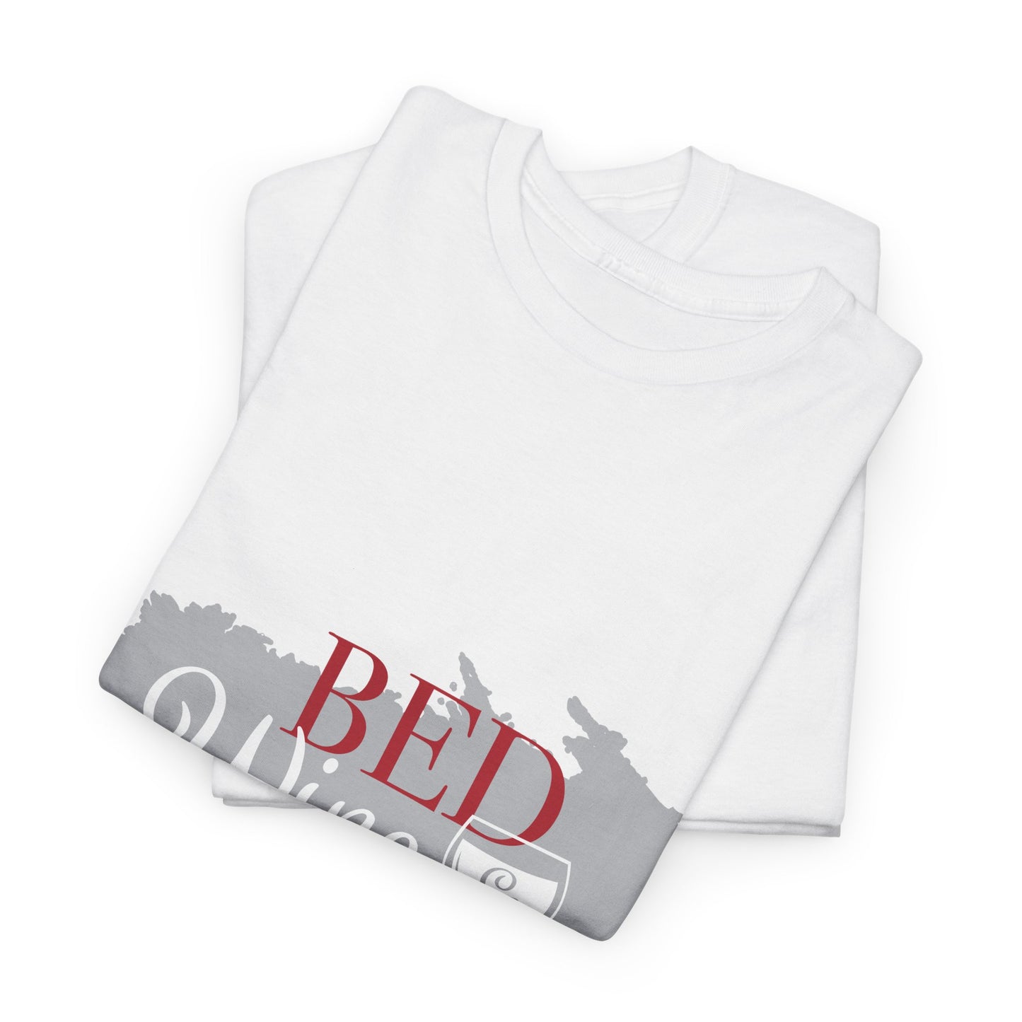 Unisex Heavy Cotton Tee - "Bed, Wine & Blue" - Perfect for Relaxing and Celebrating Freedom