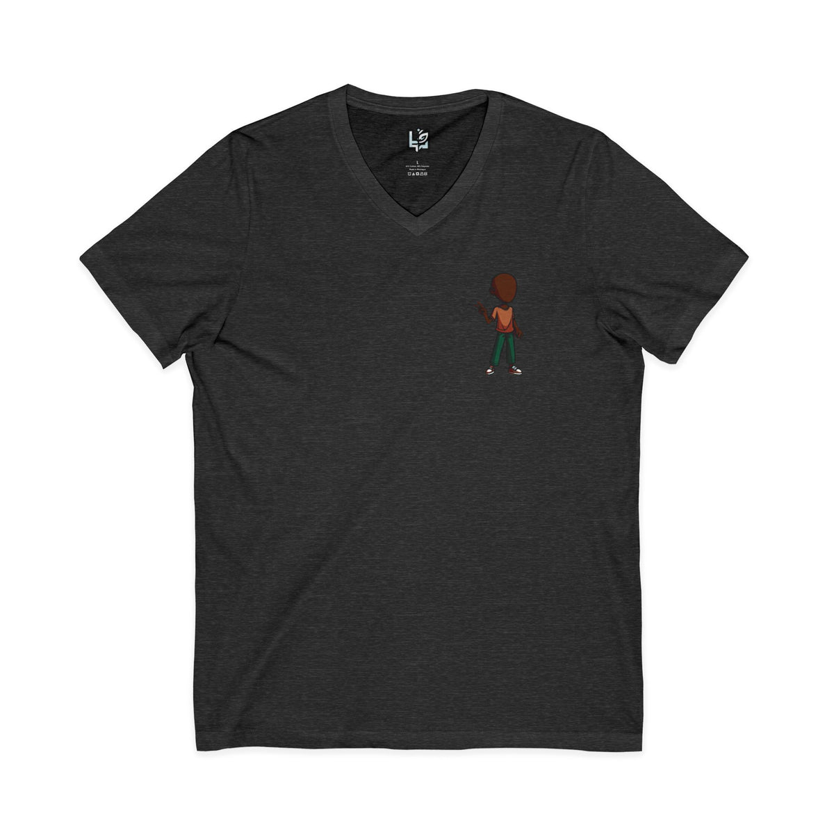 Minimalist Kid with Phone V-Neck Tee