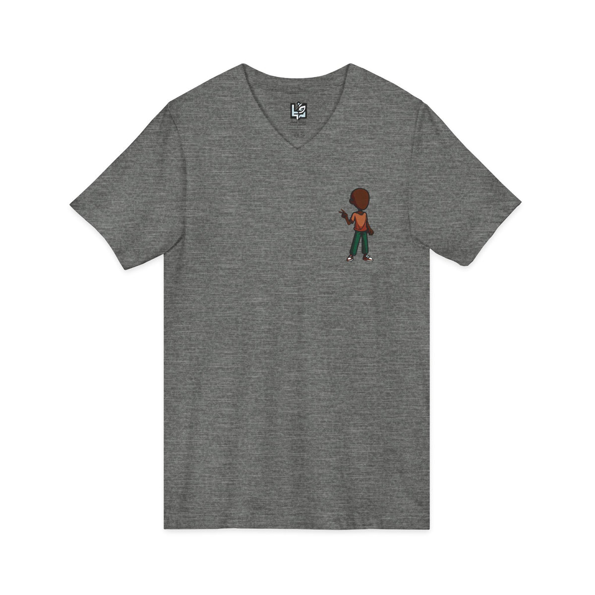 Minimalist Kid with Phone V-Neck Tee