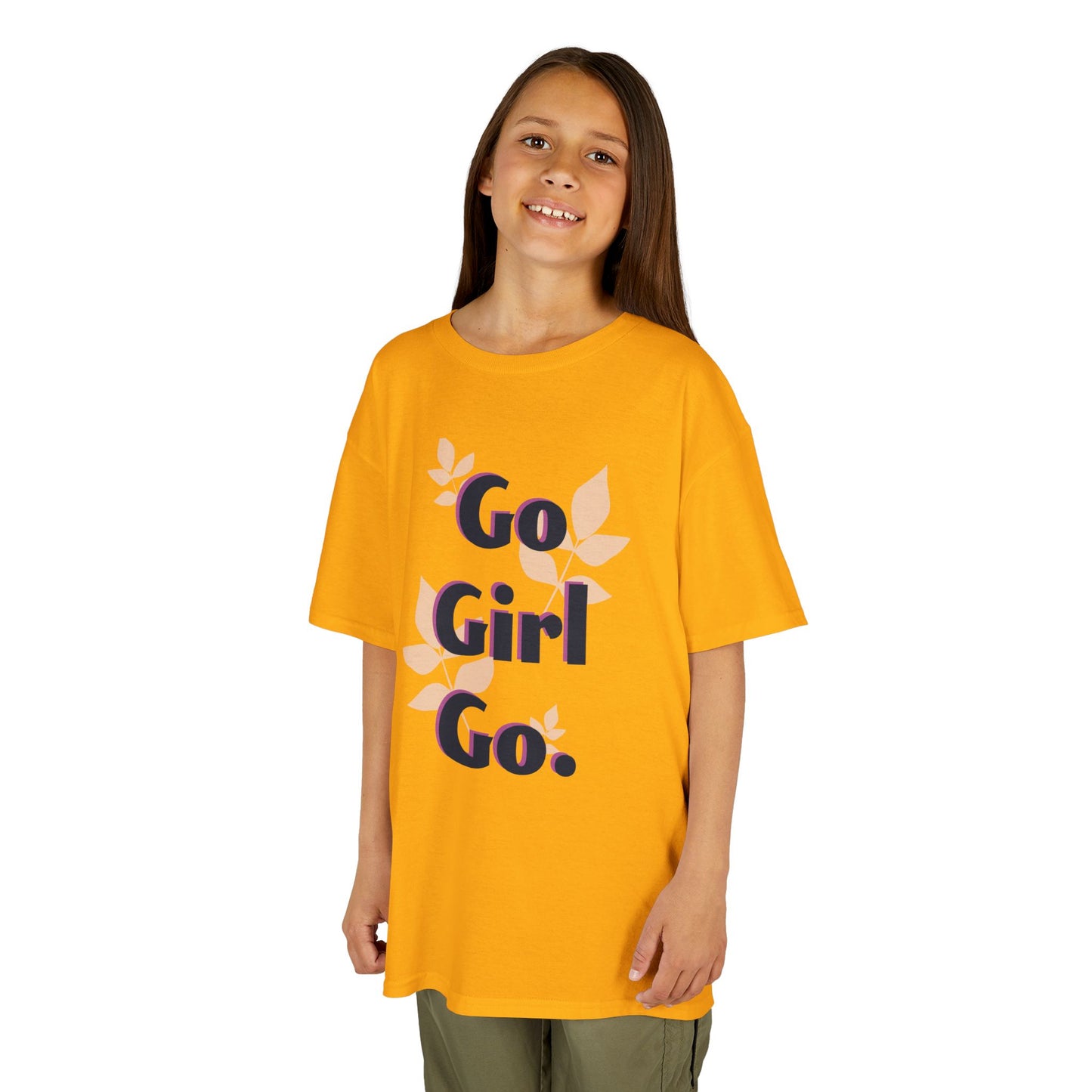 Go Girl Go Kids Heavy Cotton Tee - Motivational T-Shirt for Girls