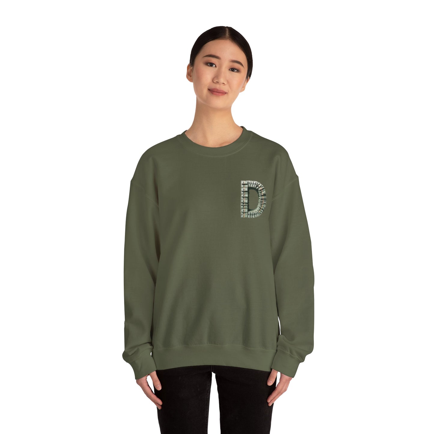 Unisex Crewneck Sweatshirt with 'D' and Dollar Sign Design | Stylish & Cozy Apparel for Casual Days