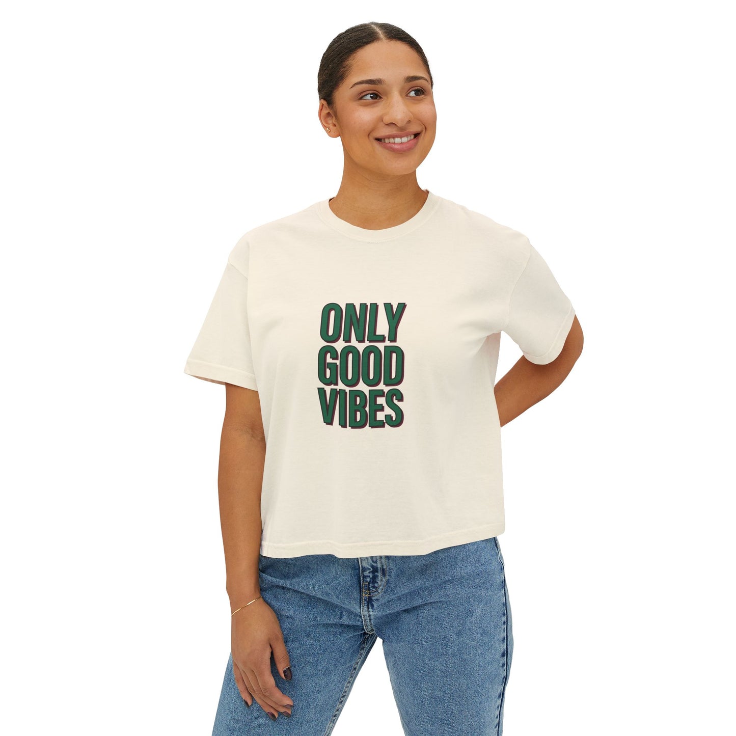 Only Good Vibes Boxy Tee — Women's Positive Graphic Crop T-Shirt