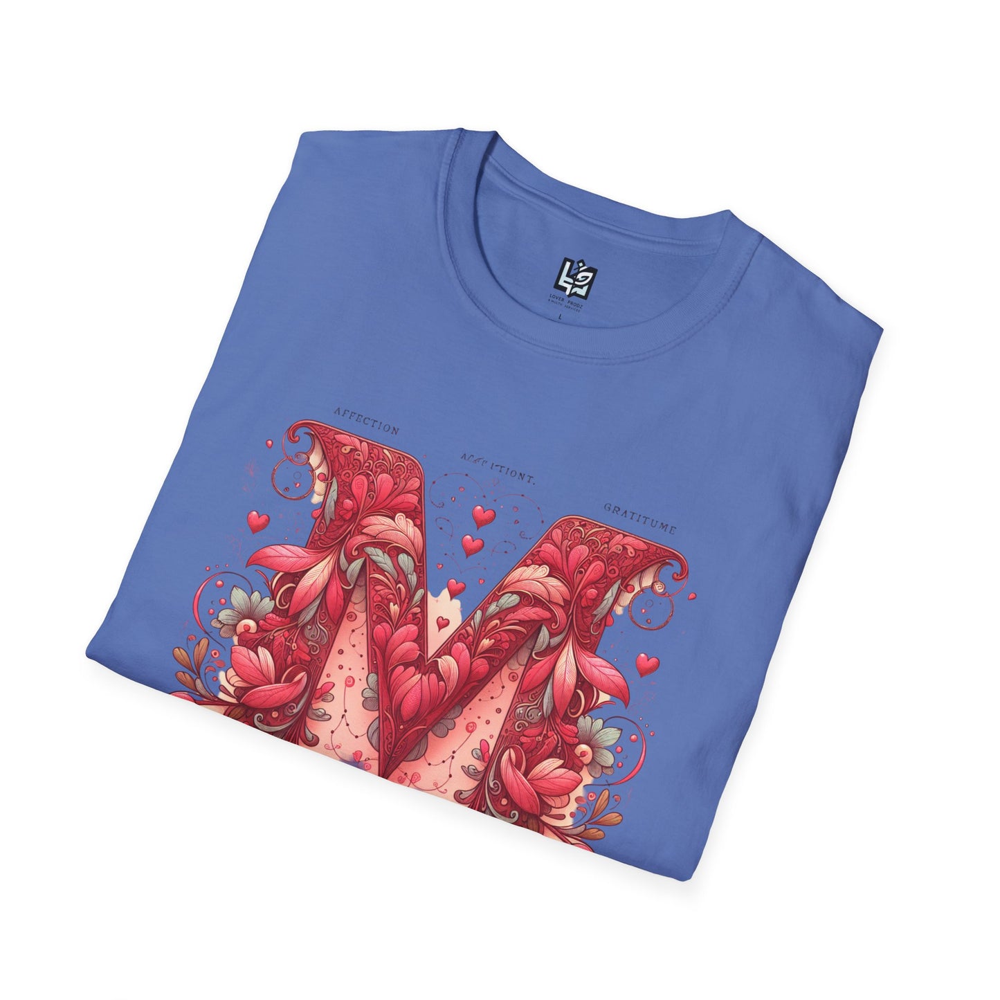 Floral Letter 'M' Unisex Softstyle T-Shirt - Perfect for Celebrations and Self-Expression