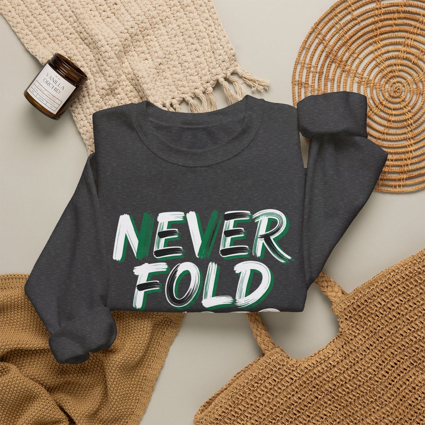 'Never Fold Under Pressure' Crewneck Sweatshirt – Motivational Graphic Pullover