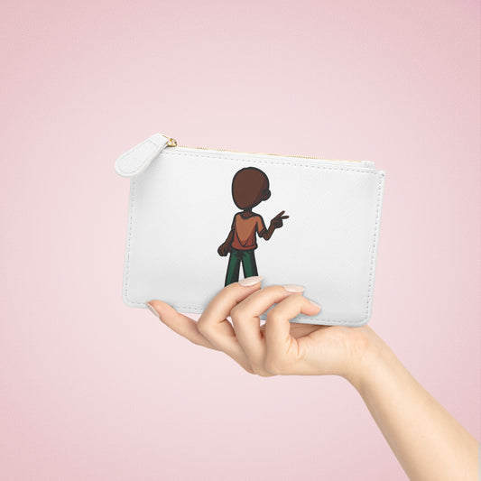 Mini Clutch Bag — Minimalist Peace Sign Character Wristlet | Cute Teen Cartoon Accessory