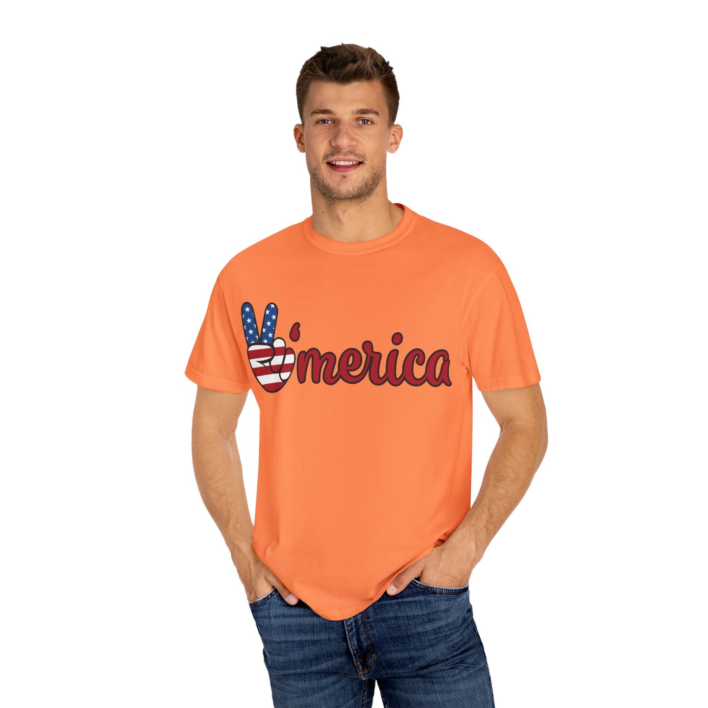 'Peace' Americana Unisex Garment-Dyed T-Shirt - Celebrate Freedom & Unity