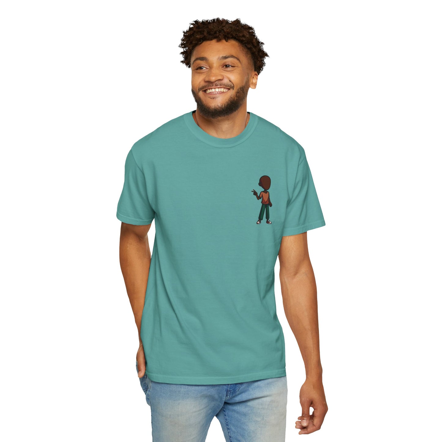 Minimalist Little Boy Graphic T-Shirt — Small Chest Illustration, Casual Kids/Youth Tee