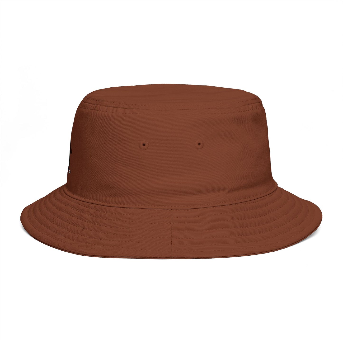 Brown Streetwear Bucket Hat with Small Kid Cartoon Graphic