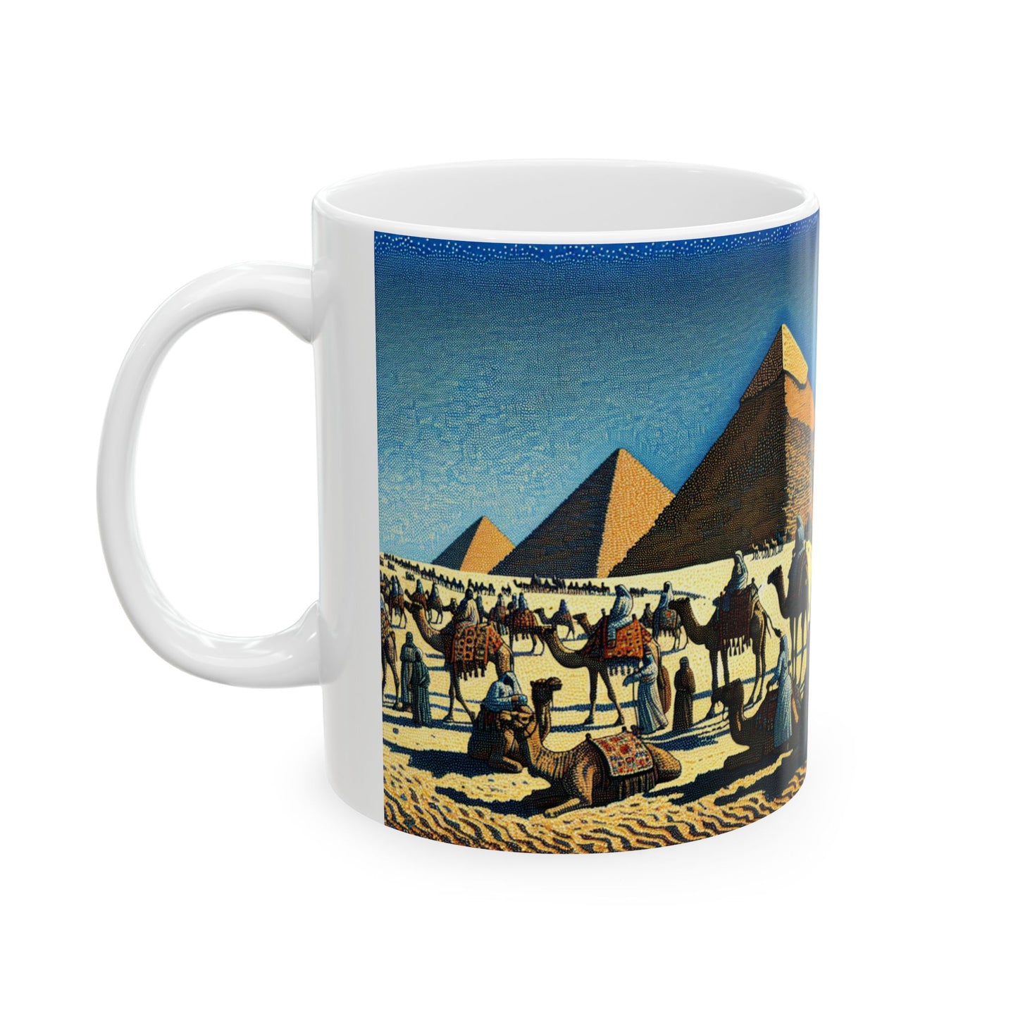 Desert Adventure Ceramic Mug - 11oz & 15oz | Pyramid Scene Coffee Cup