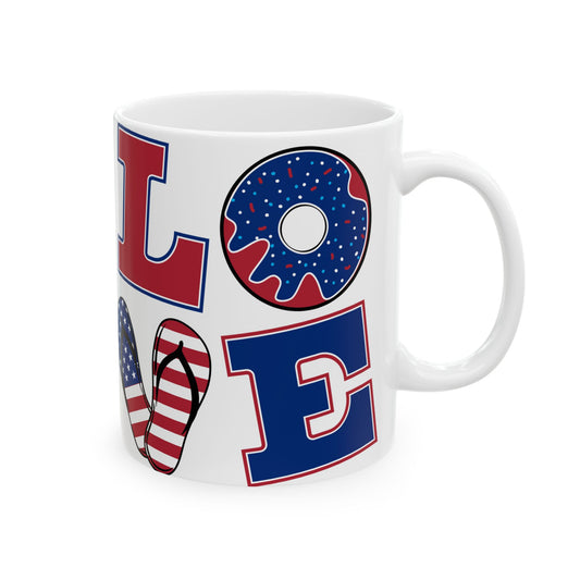 Patriotic Love Ceramic Mug - Celebrate with Fun Designs (11oz & 15oz)