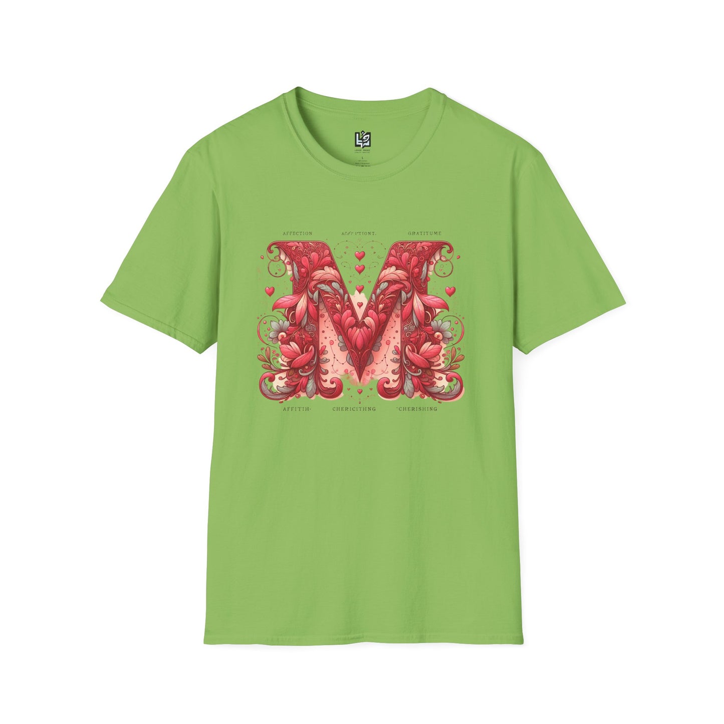 Floral Letter 'M' Unisex Softstyle T-Shirt - Perfect for Celebrations and Self-Expression