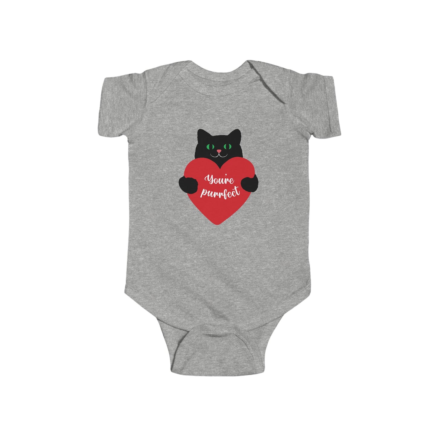 Cute Cat Love Infant Bodysuit - "You're Purrfect" Baby Onesie