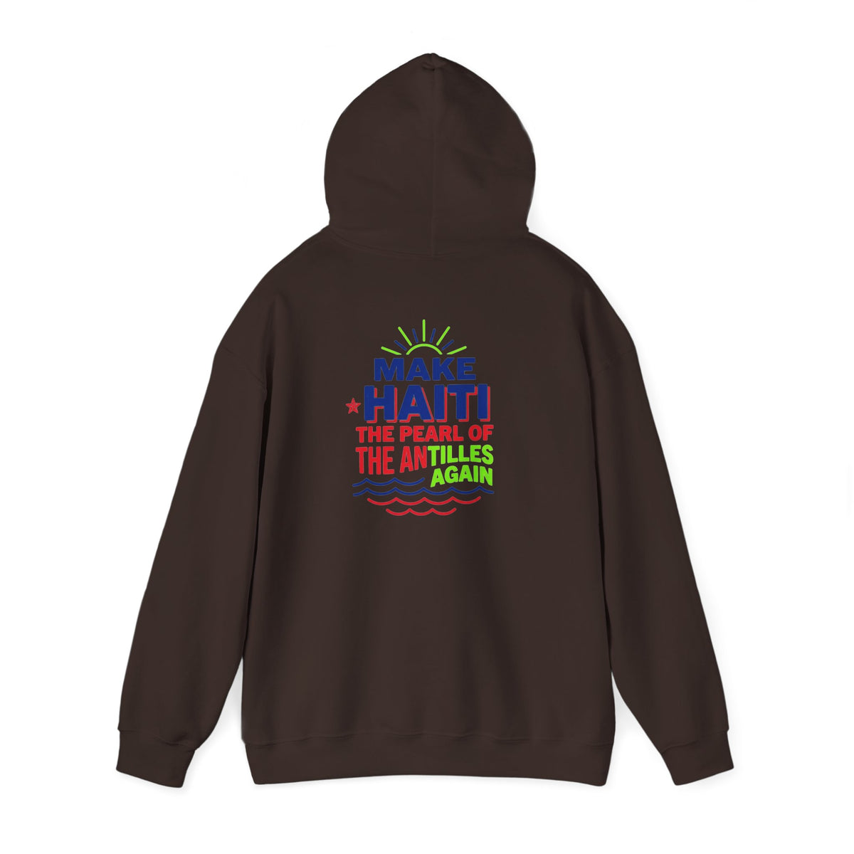 Make Haiti The Pearl of the Antilles Again Hoodie — Cartoon Figure Back Print