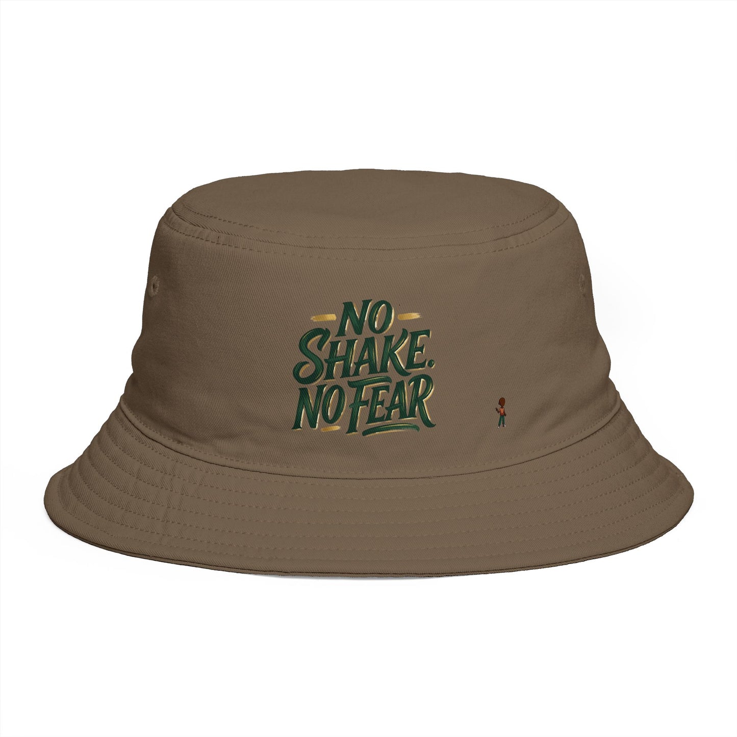 No Shake No Fear Bucket Hat — Retro Motivational Outdoor Bucket Hat