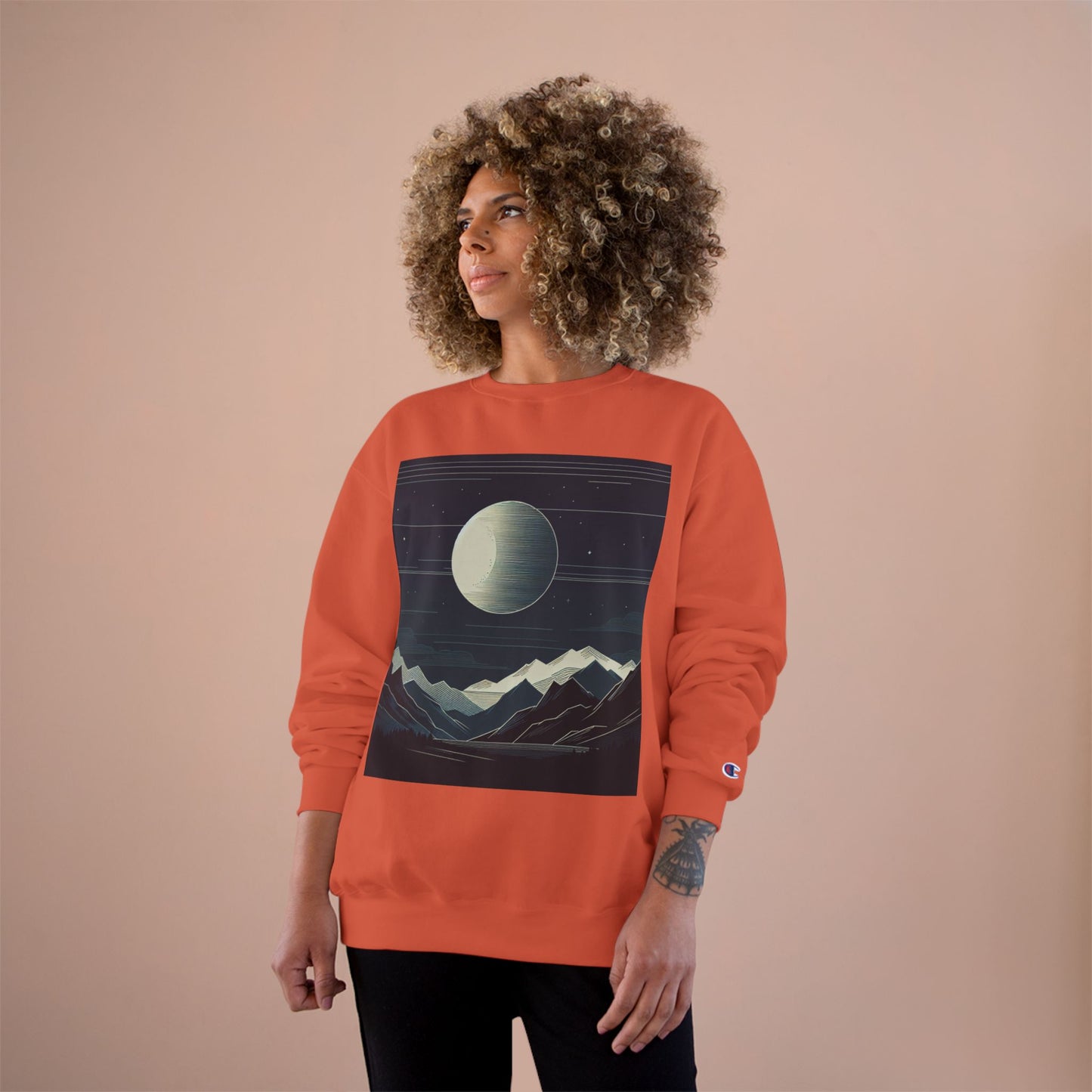 Celestial Mountains Champion Sweatshirt - Cozy Night Sky Design