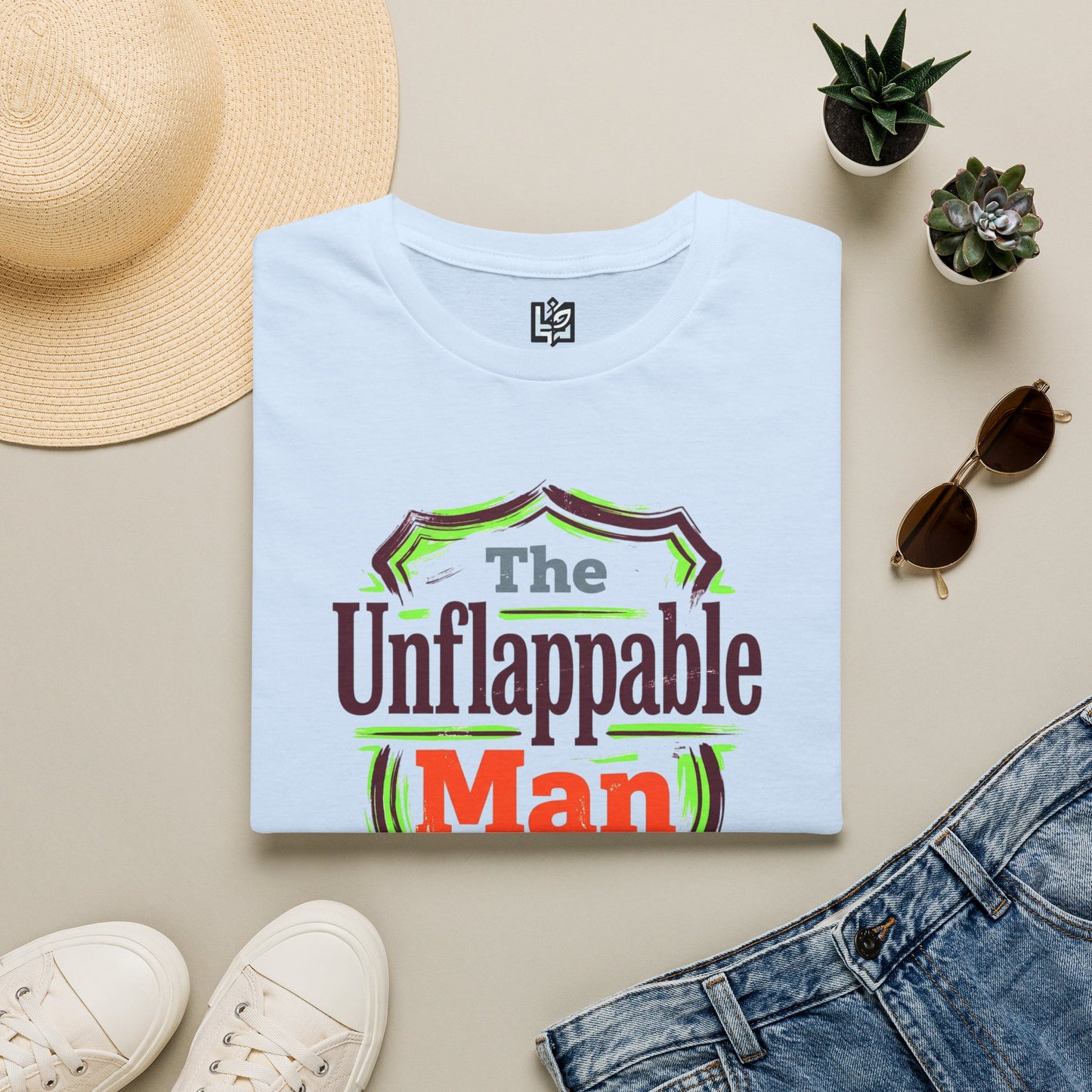 The Unflappable Man T-Shirt — Funny Retro Badge Graphic Tee