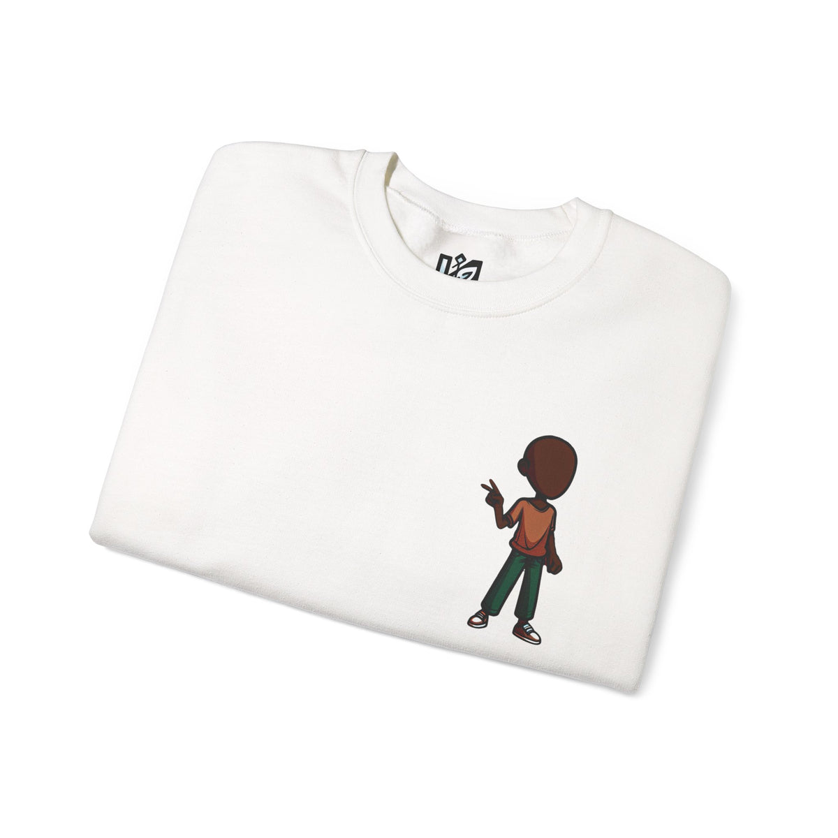 Crewneck Sweatshirt — Minimal Walking Kid Cartoon Chest Print