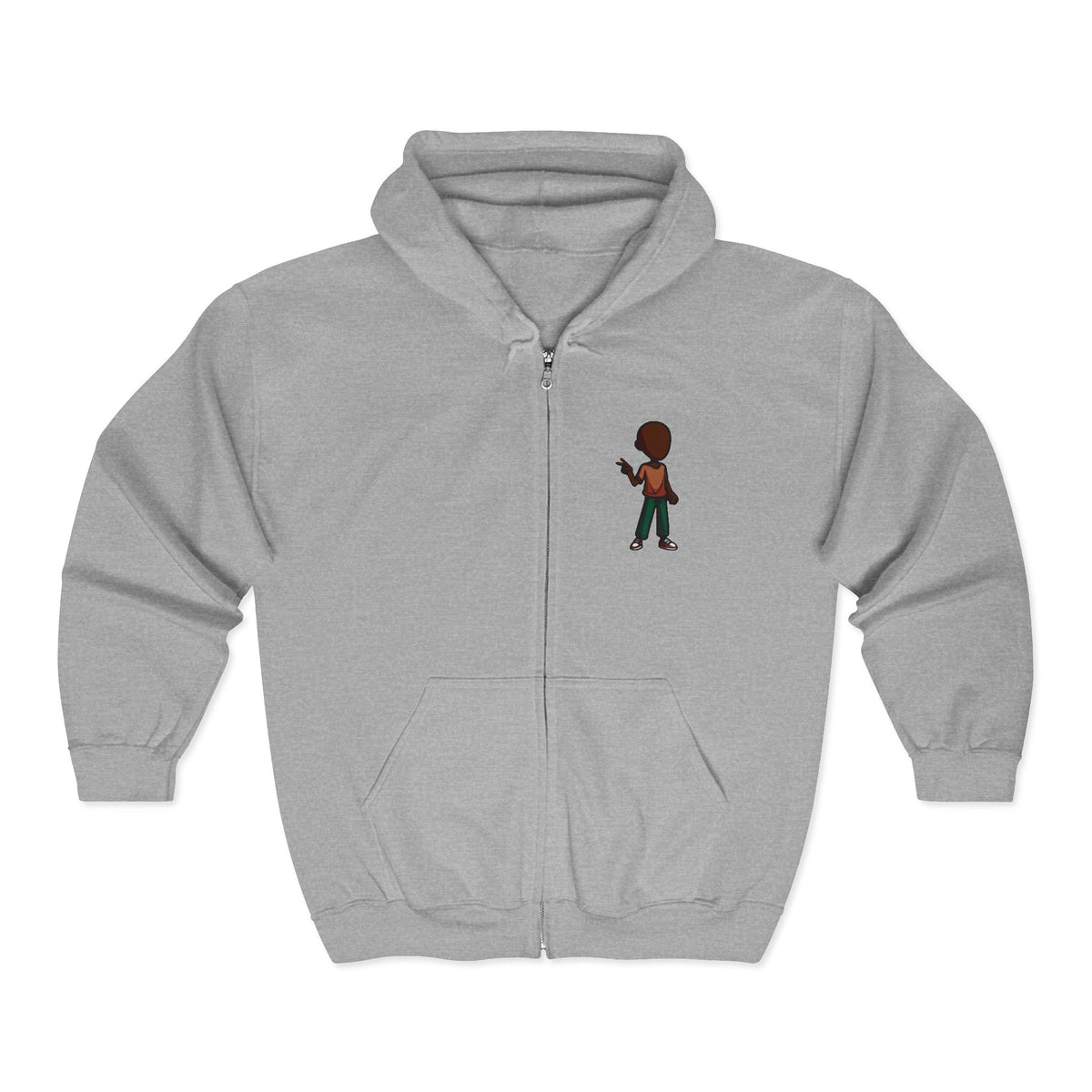 Gamer Pixel Character Full-Zip Hoodie — Retro 8-Bit Avatar Zip-Up