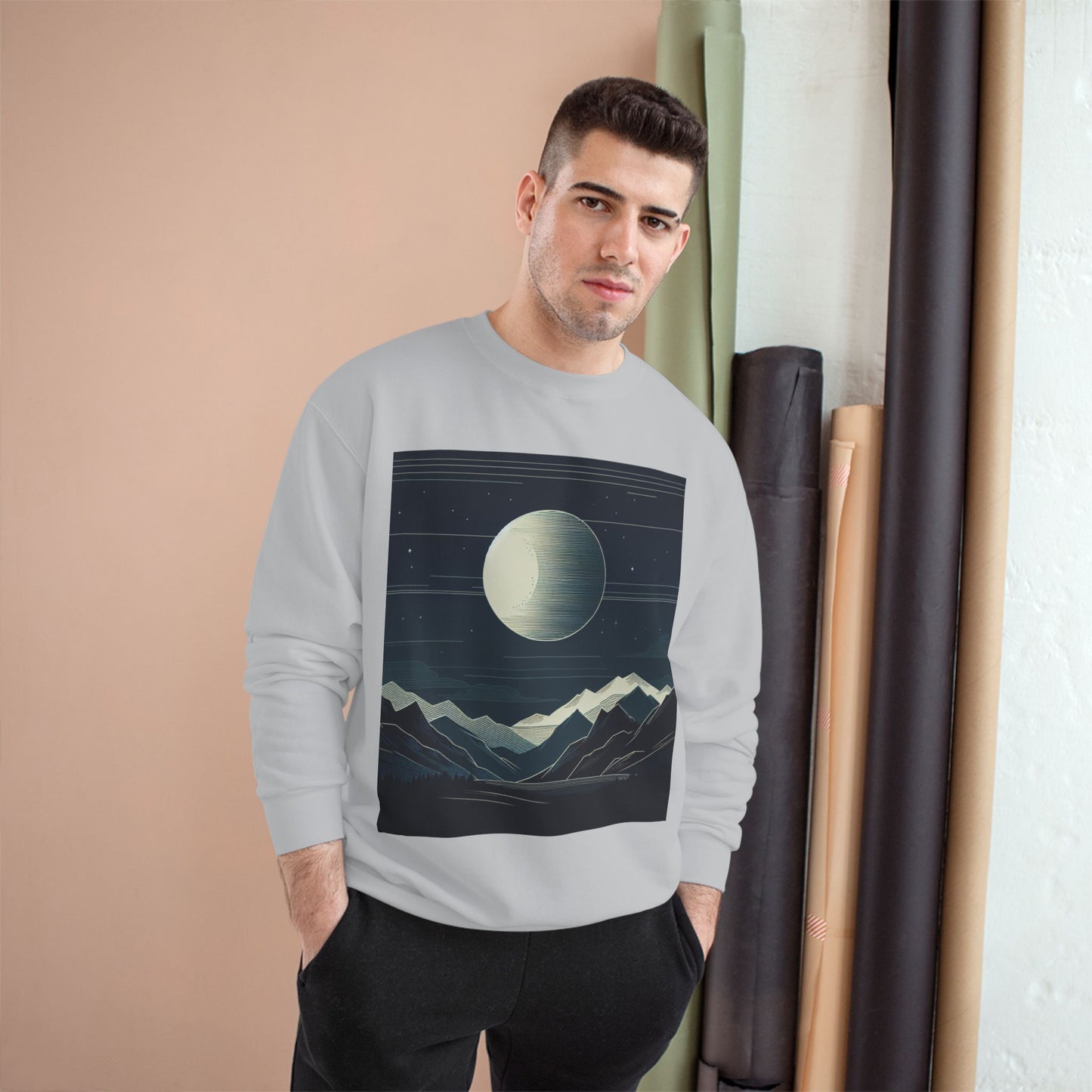 Celestial Mountains Champion Sweatshirt - Cozy Night Sky Design