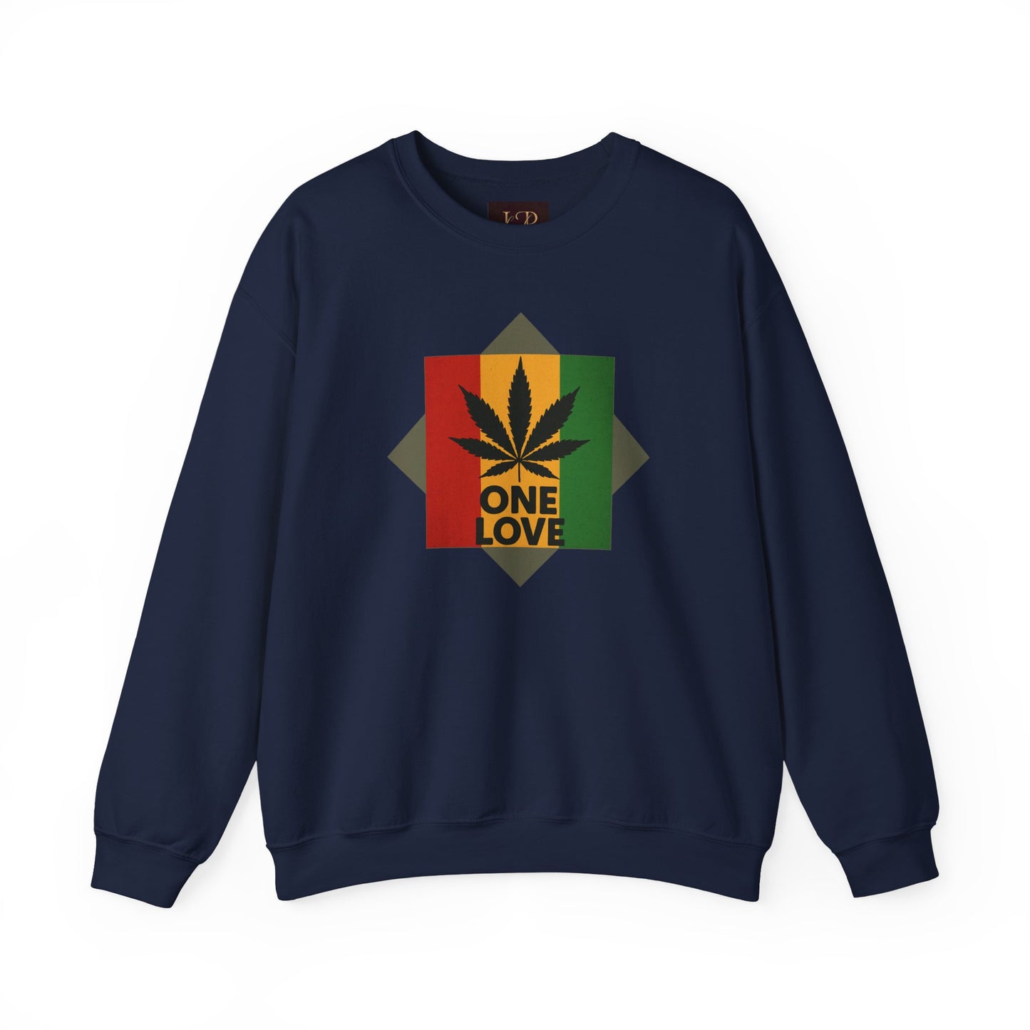 One Love Cannabis Crewneck Sweatshirt | Unisex Pullover | Cozy Streetwear, Gift for Stoners, Rasta Style Sweatshirt, Chill Vibes Apparel