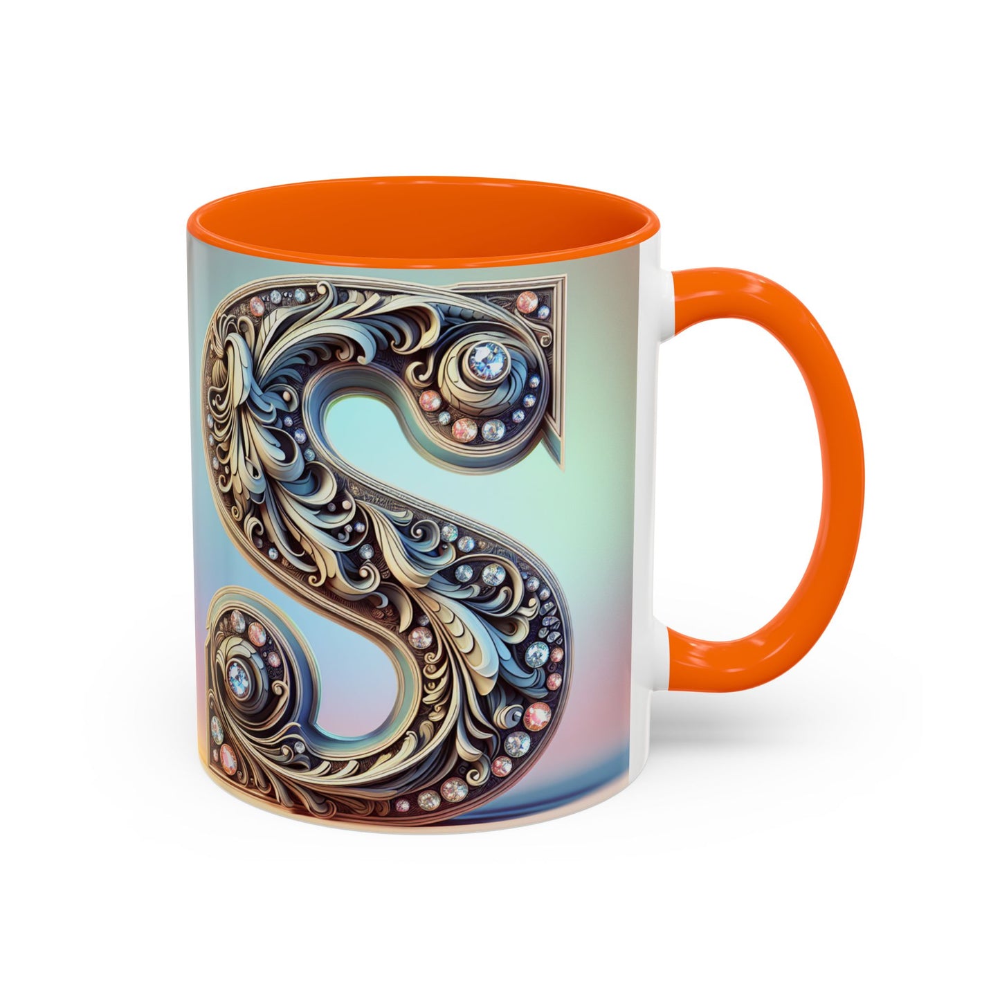 Elegant Initial Accent Coffee Mug - Personalized Embellished Design 11oz & 15oz