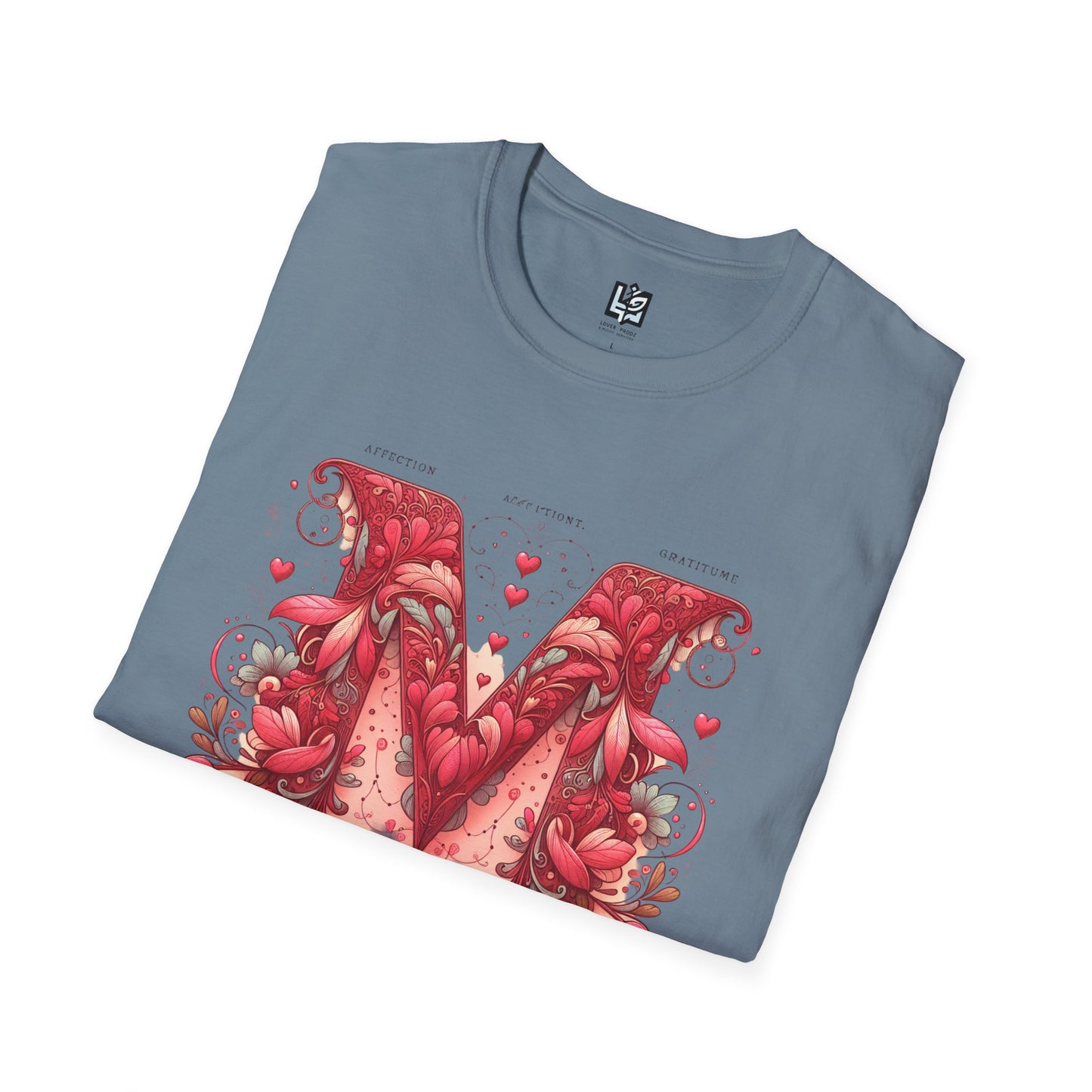 Floral Letter 'M' Unisex Softstyle T-Shirt - Perfect for Celebrations and Self-Expression