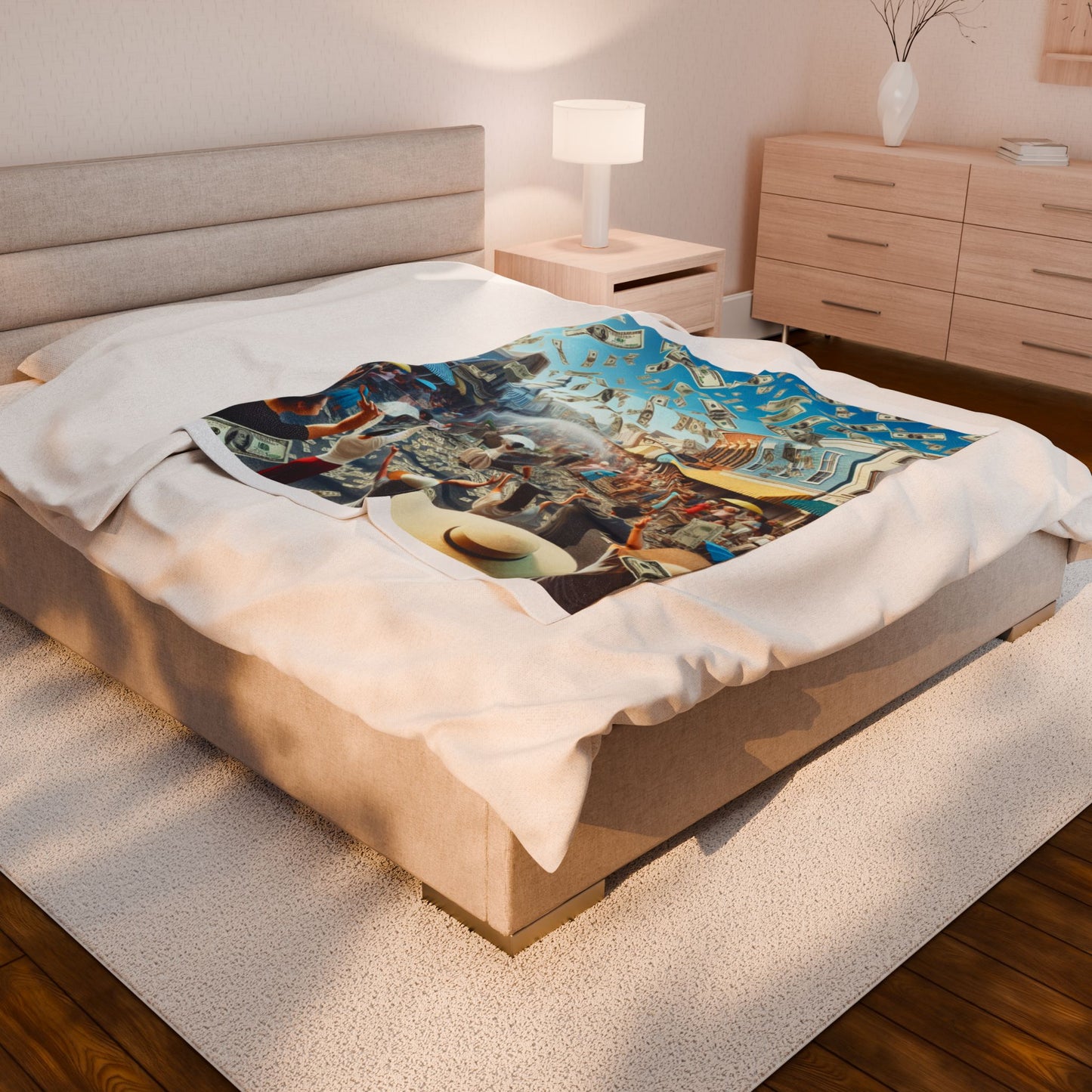 Money Dreams Velveteen Plush Blanket - Cozy Home Decor for Celebrations and Special Moments