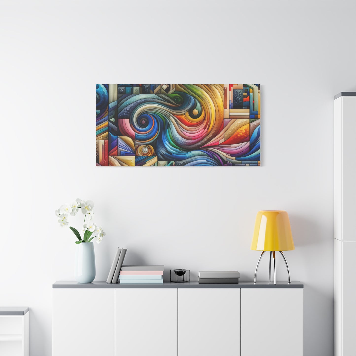 Vibrant Abstract Swirl Matte Canvas Art - Colorful Home Decor