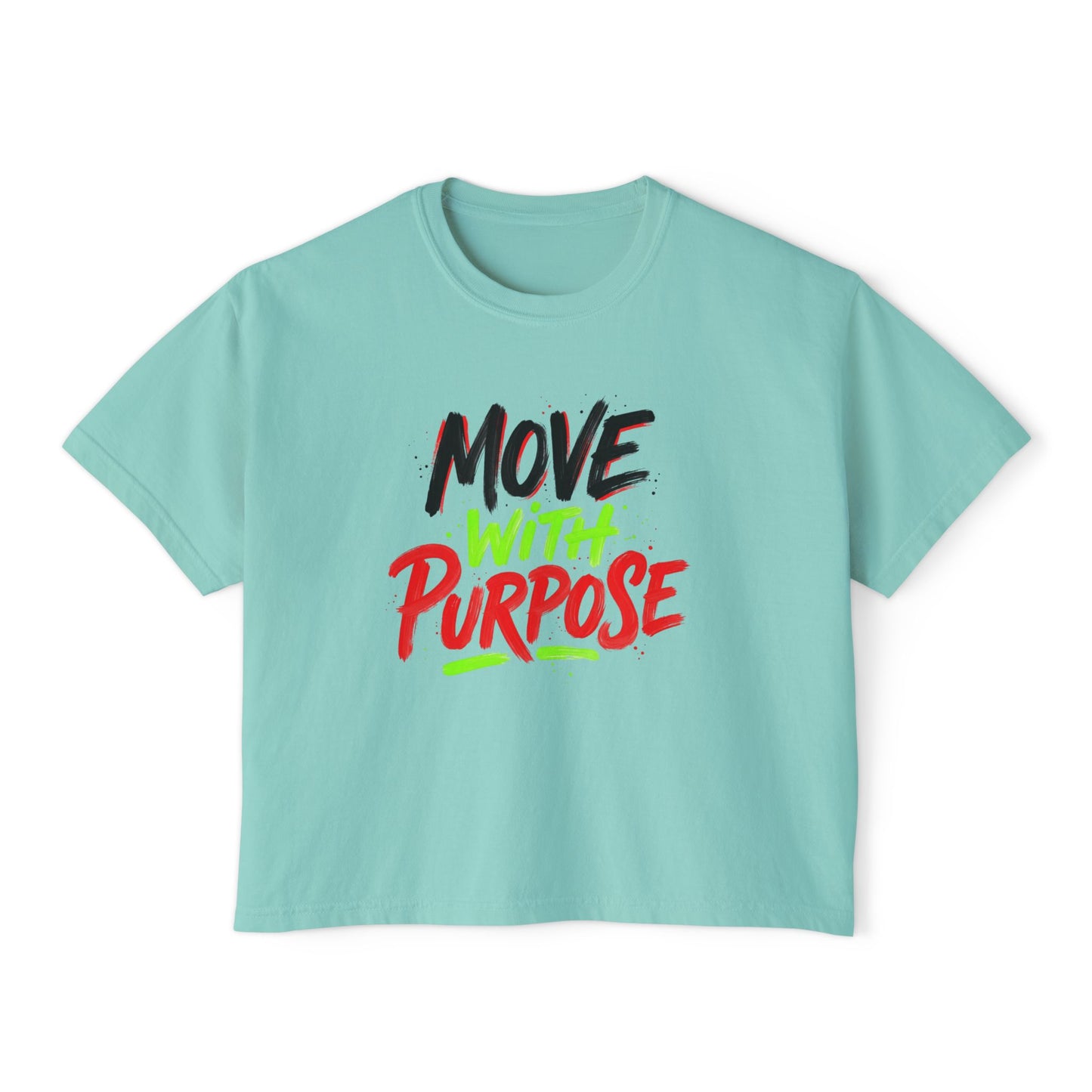Move With Purpose Boxy Tee — Motivational Women's Cropped T‑Shirt