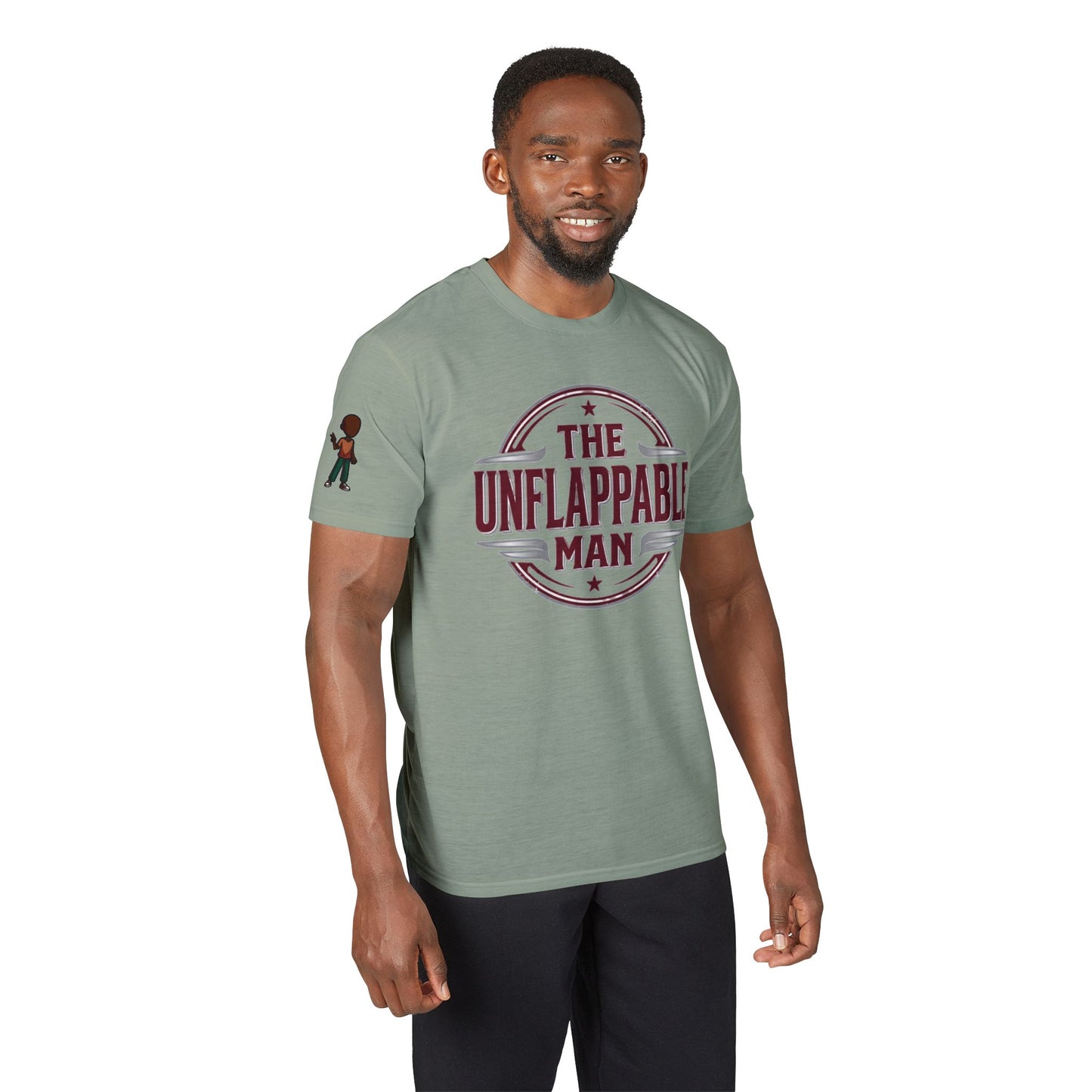 The Unflappable Man T-Shirt – Vintage Badge Graphic Tee for Calm, Confident Guys