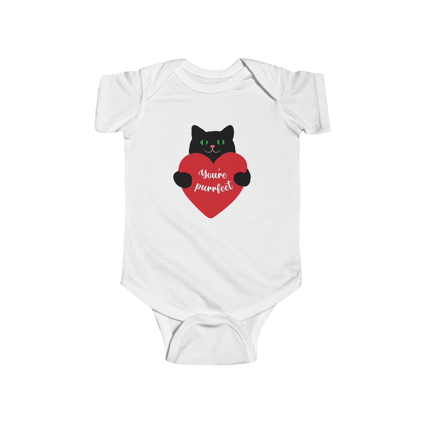 Cute Cat Love Infant Bodysuit - "You're Purrfect" Baby Onesie