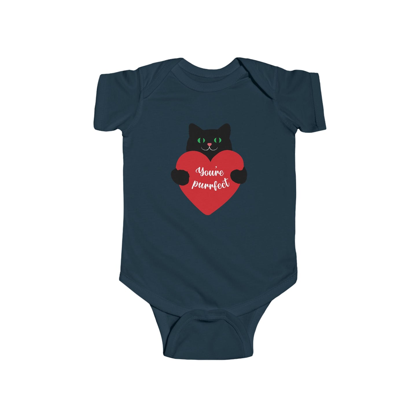 Cute Cat Love Infant Bodysuit - "You're Purrfect" Baby Onesie