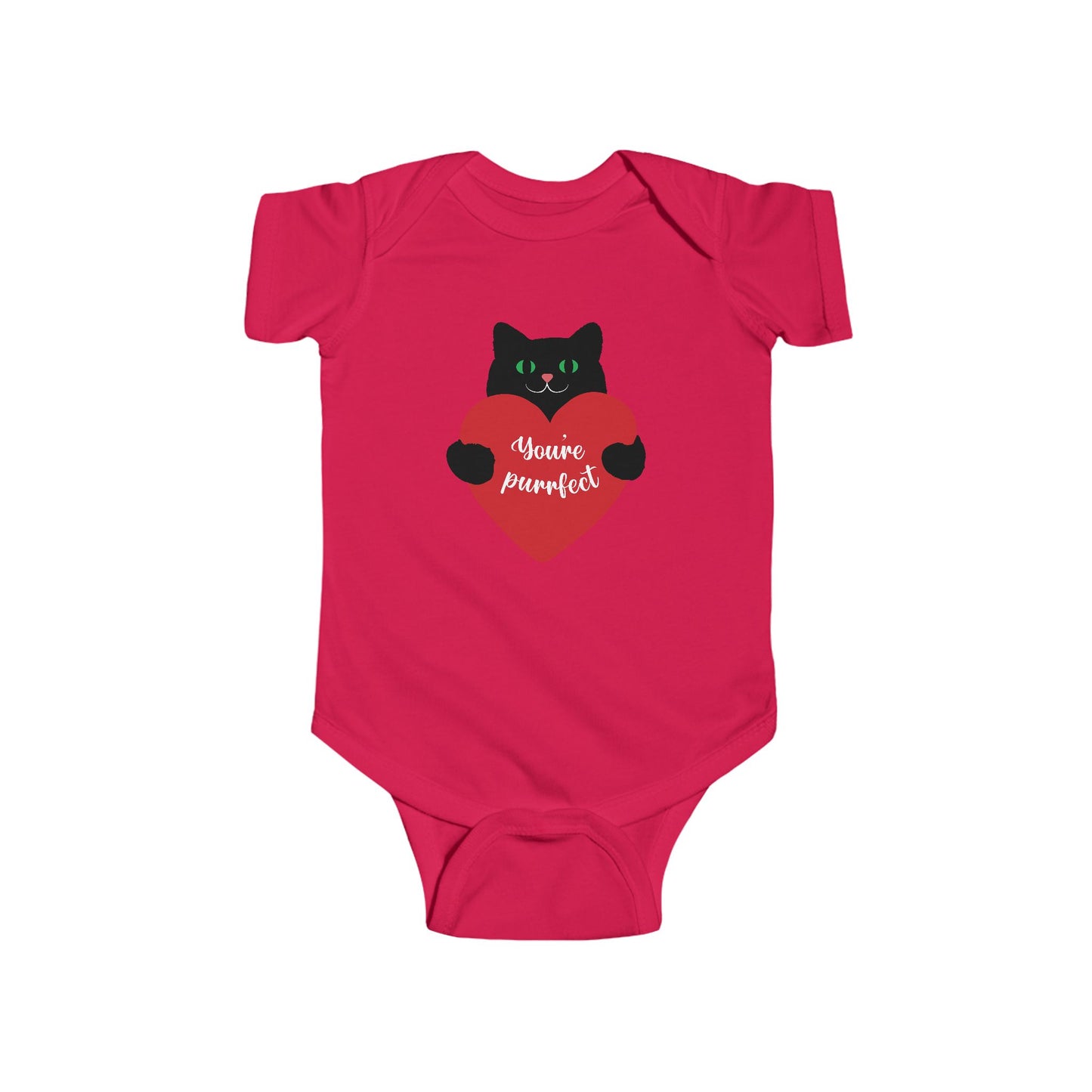 Cute Cat Love Infant Bodysuit - "You're Purrfect" Baby Onesie