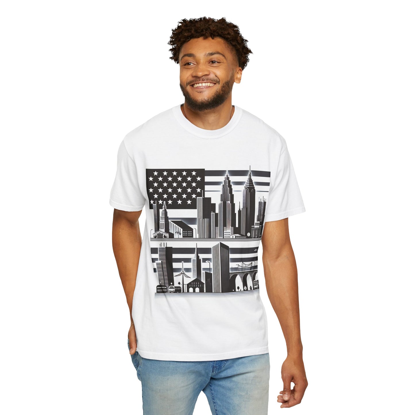 Patriotic Skyline Unisex Garment-Dyed T-Shirt