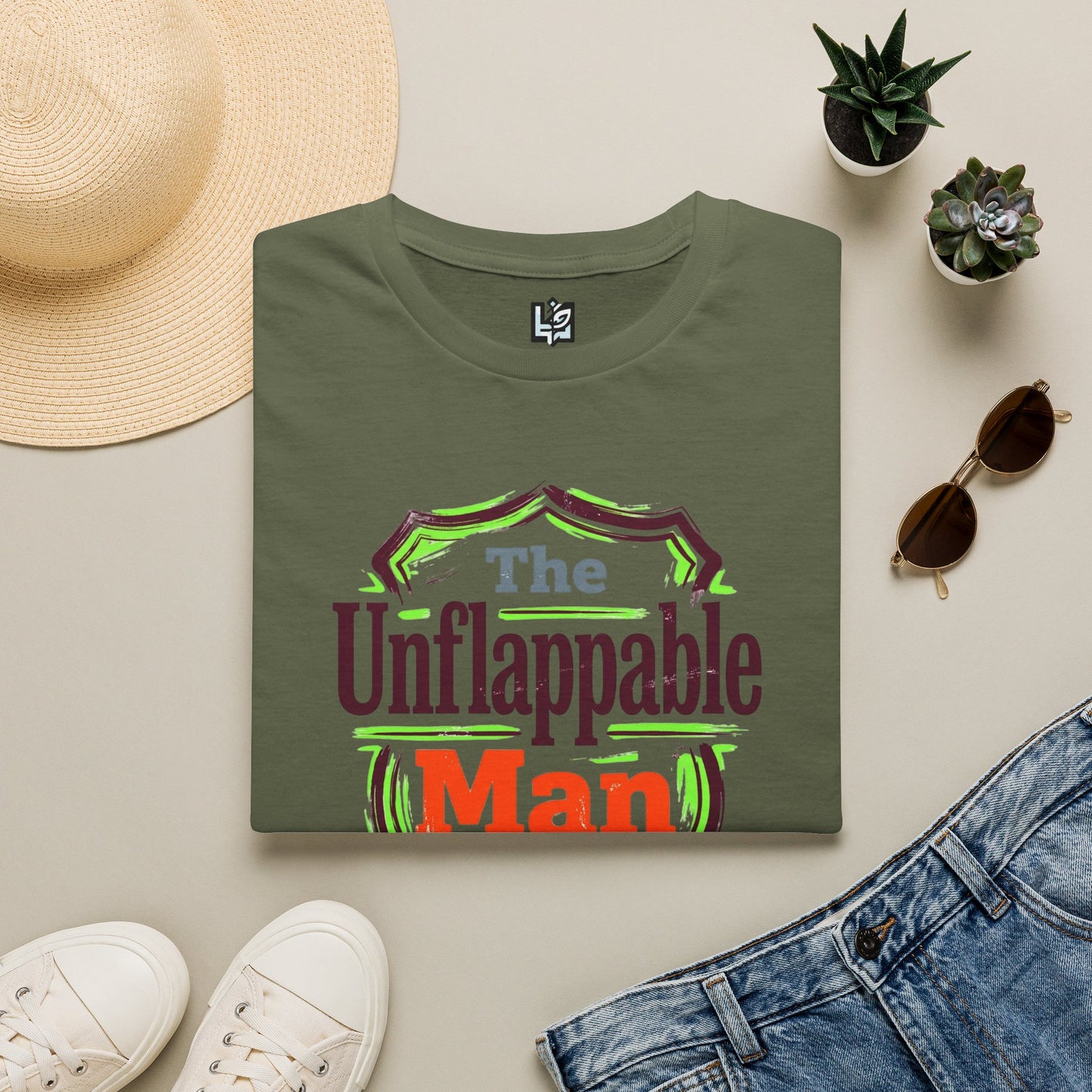The Unflappable Man T-Shirt — Funny Retro Badge Graphic Tee