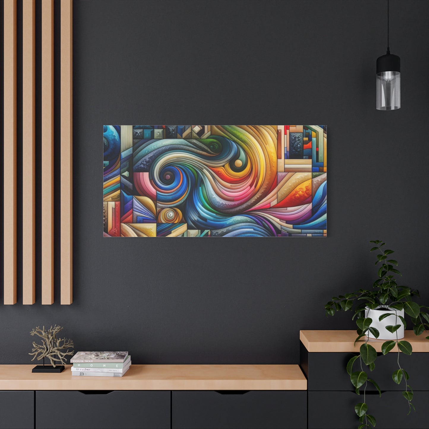 Vibrant Abstract Swirl Matte Canvas Art - Colorful Home Decor