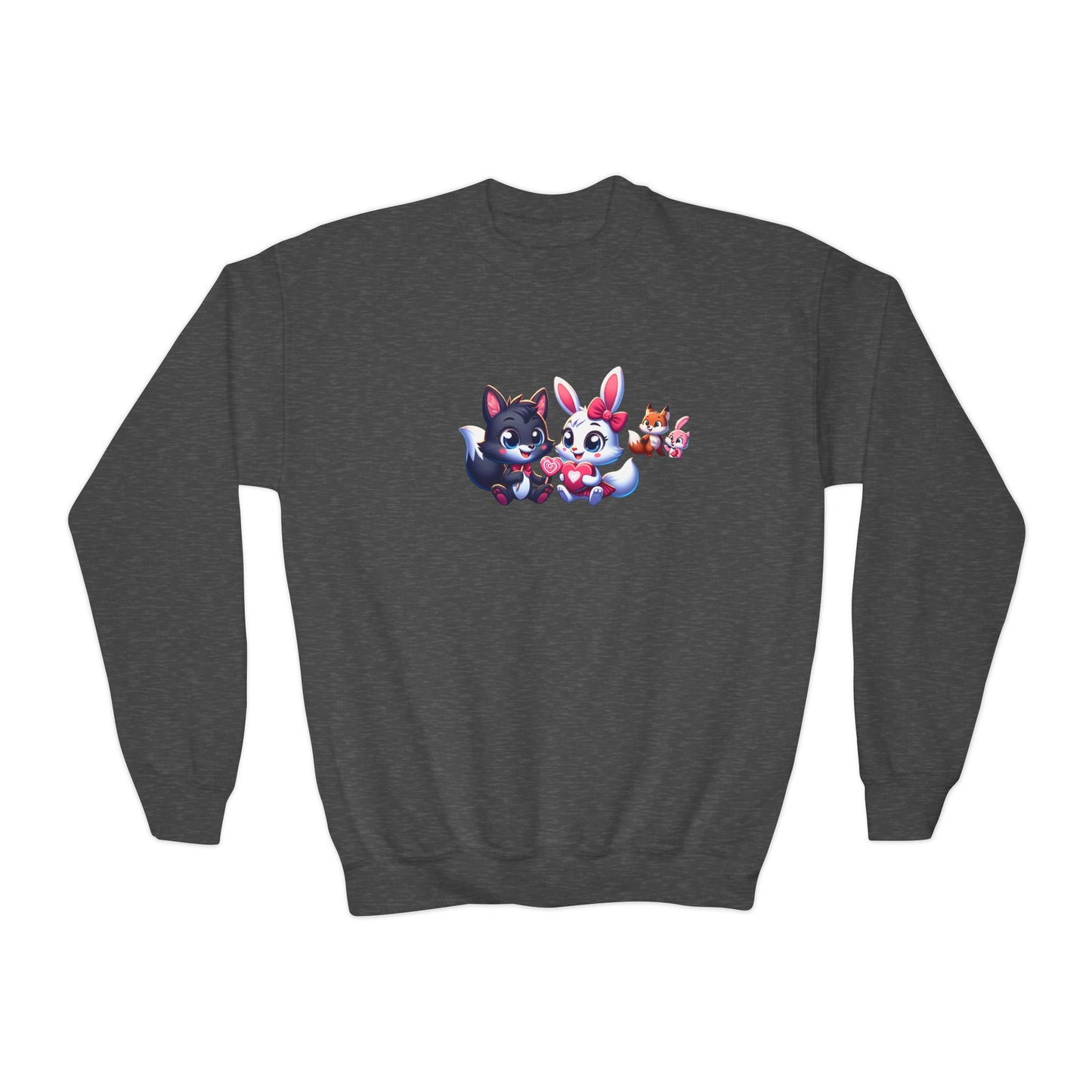 Youth Sweatshirt — Cute Cartoon Kawaii Cats & Bunny Graphic
