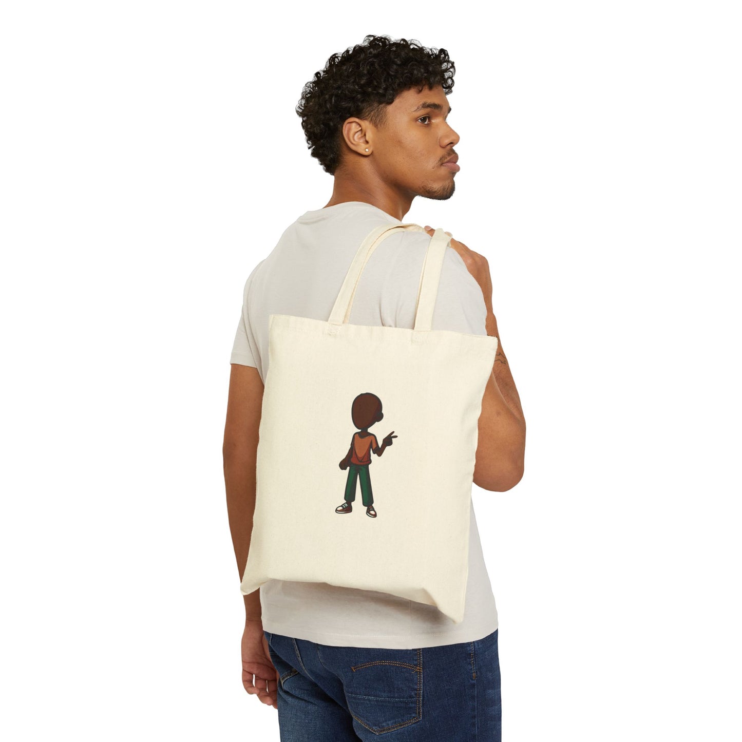 Canvas Tote Bag — Minimal Cartoon Kid Illustration Eco Shopper